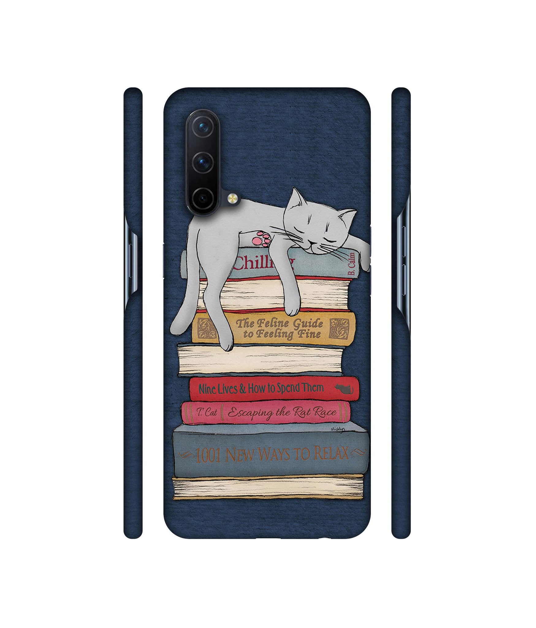 Cat Sleeping On The Books Designer Hard Back Cover for OnePlus Nord CE 5G