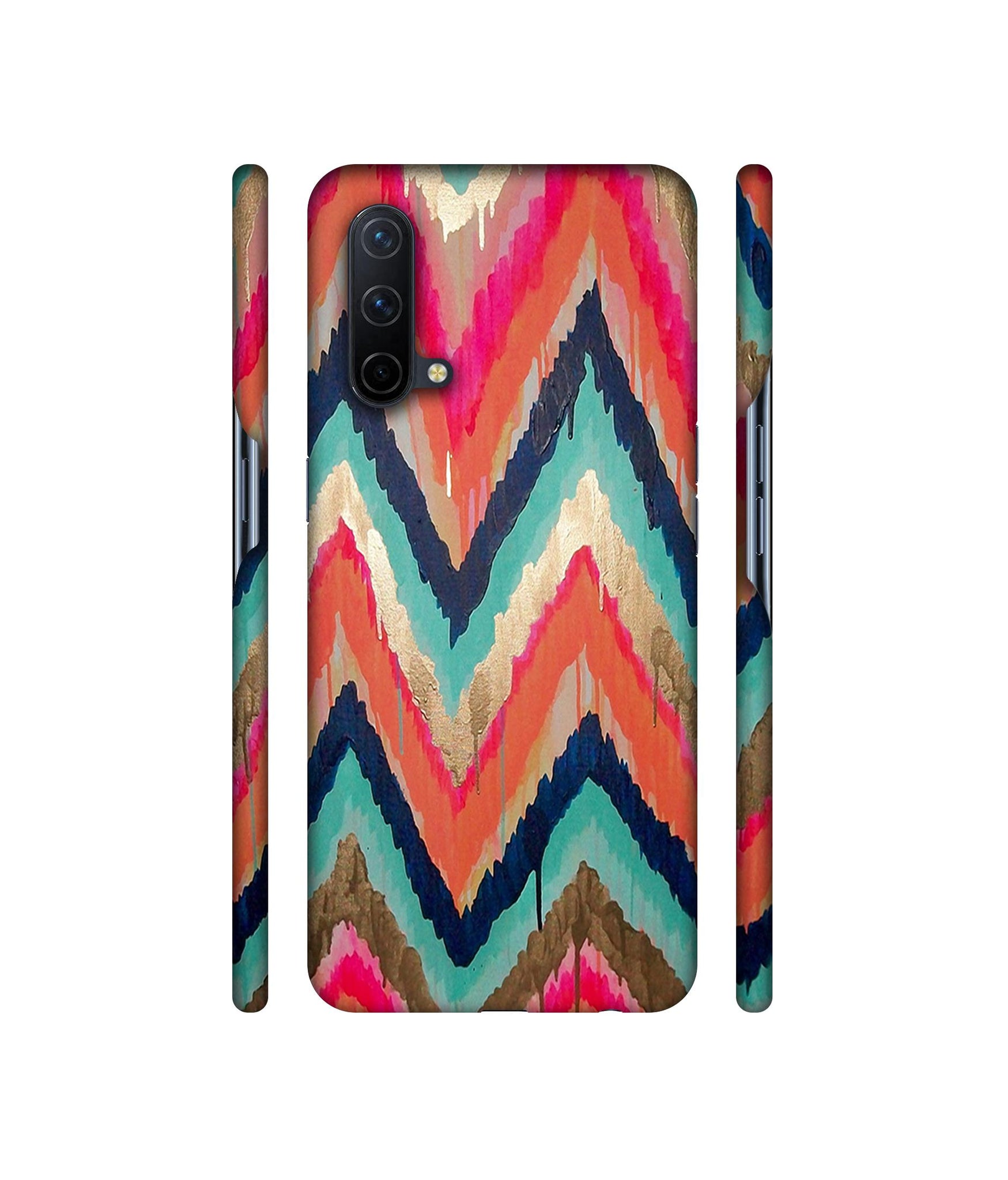 Colorful Zig-Zag Lines Art Designer Hard Back Cover for OnePlus Nord CE 5G