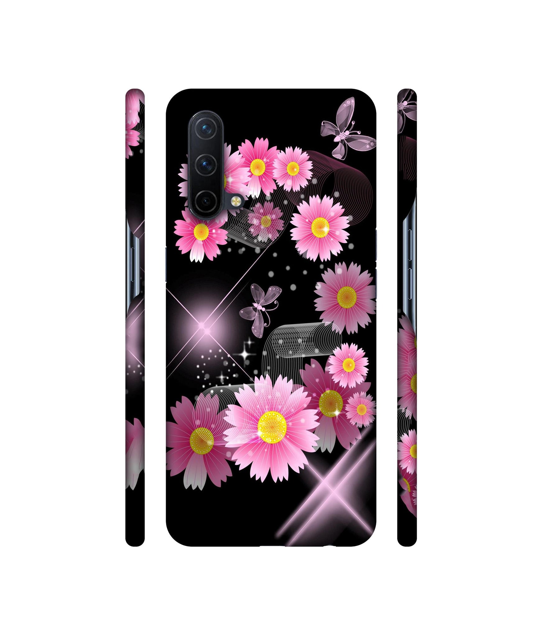 Pink Flower Designer Hard Back Cover for OnePlus Nord CE 5G