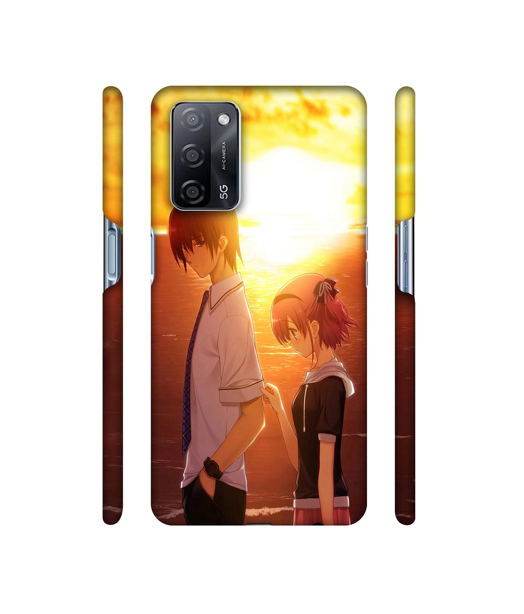 Girl Boy Sunset Sea Designer Hard Back Cover for Oppo A53s 5G