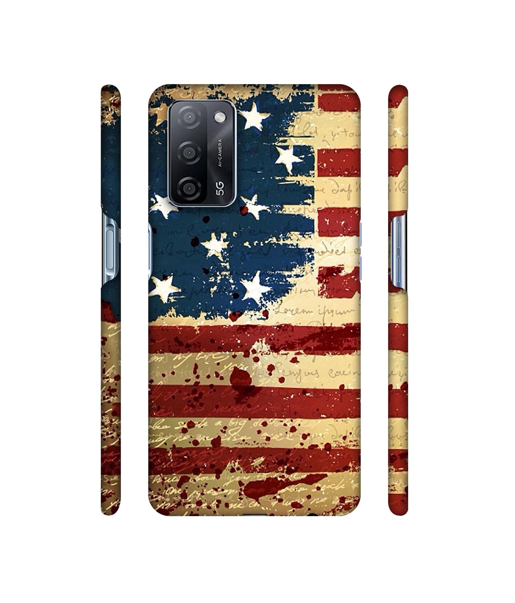 Colorful USA Flag Designer Hard Back Cover for Oppo A53s 5G