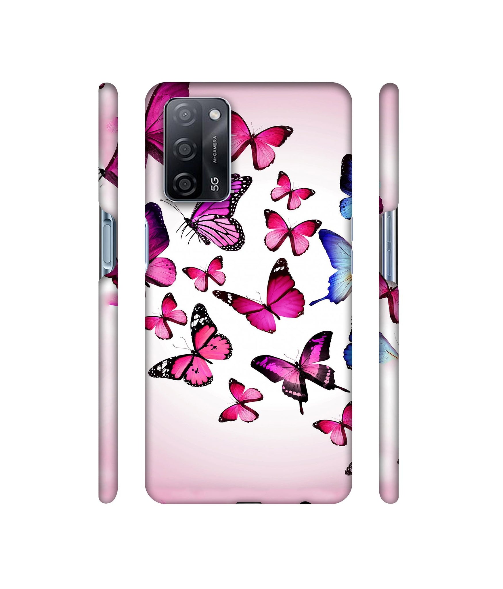 Flying Colorful Butterfly Designer Hard Back Cover for Oppo A53s 5G