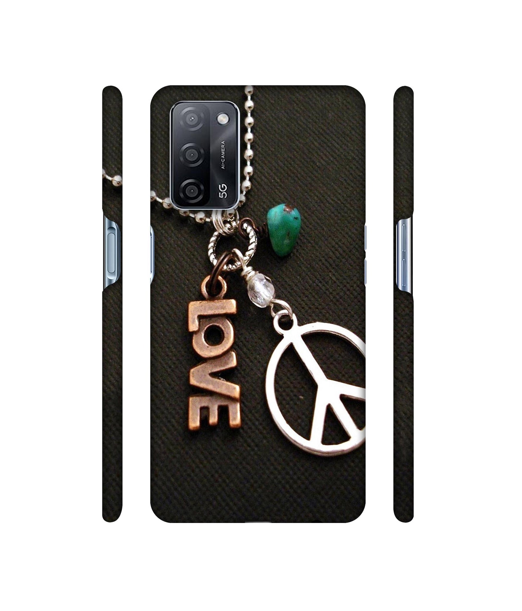Love and Peace Designer Hard Back Cover for Oppo A53s 5G