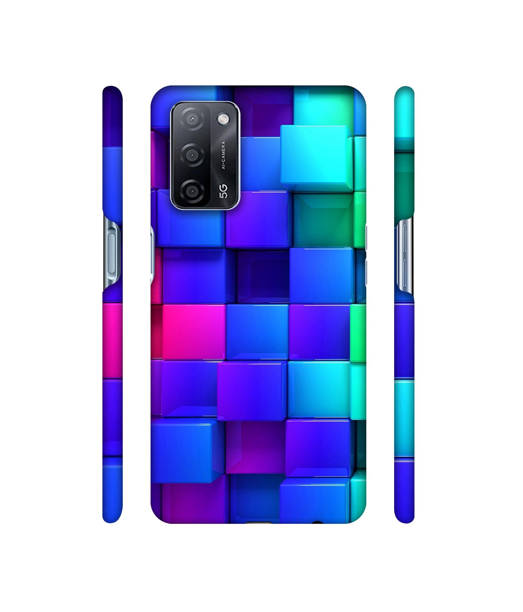 Blocks Rainbow 3D Graphics Designer Hard Back Cover for Oppo A53s 5G