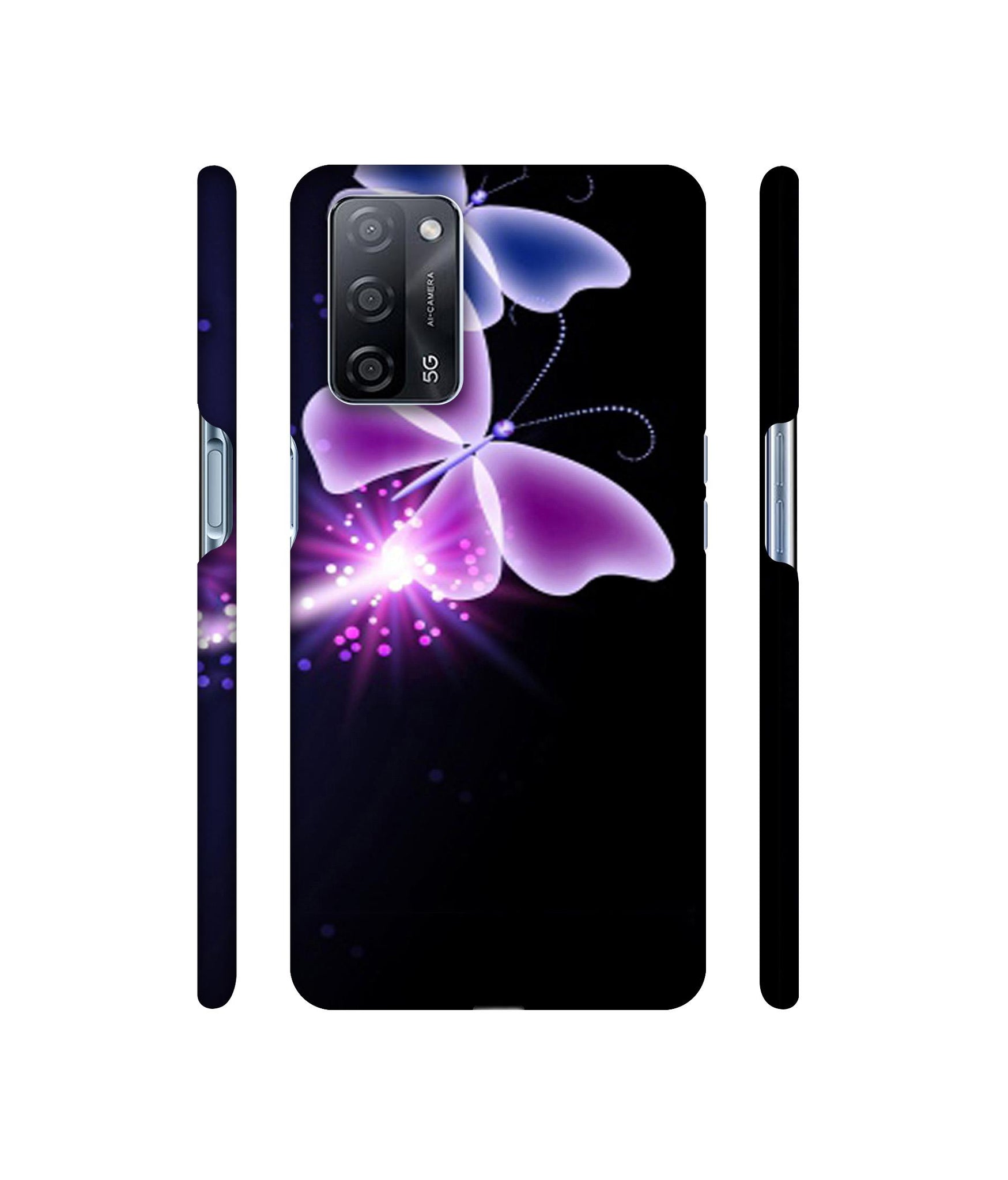 Neon Butterfly Light Abstract Shine Designer Hard Back Cover for Oppo A53s 5G