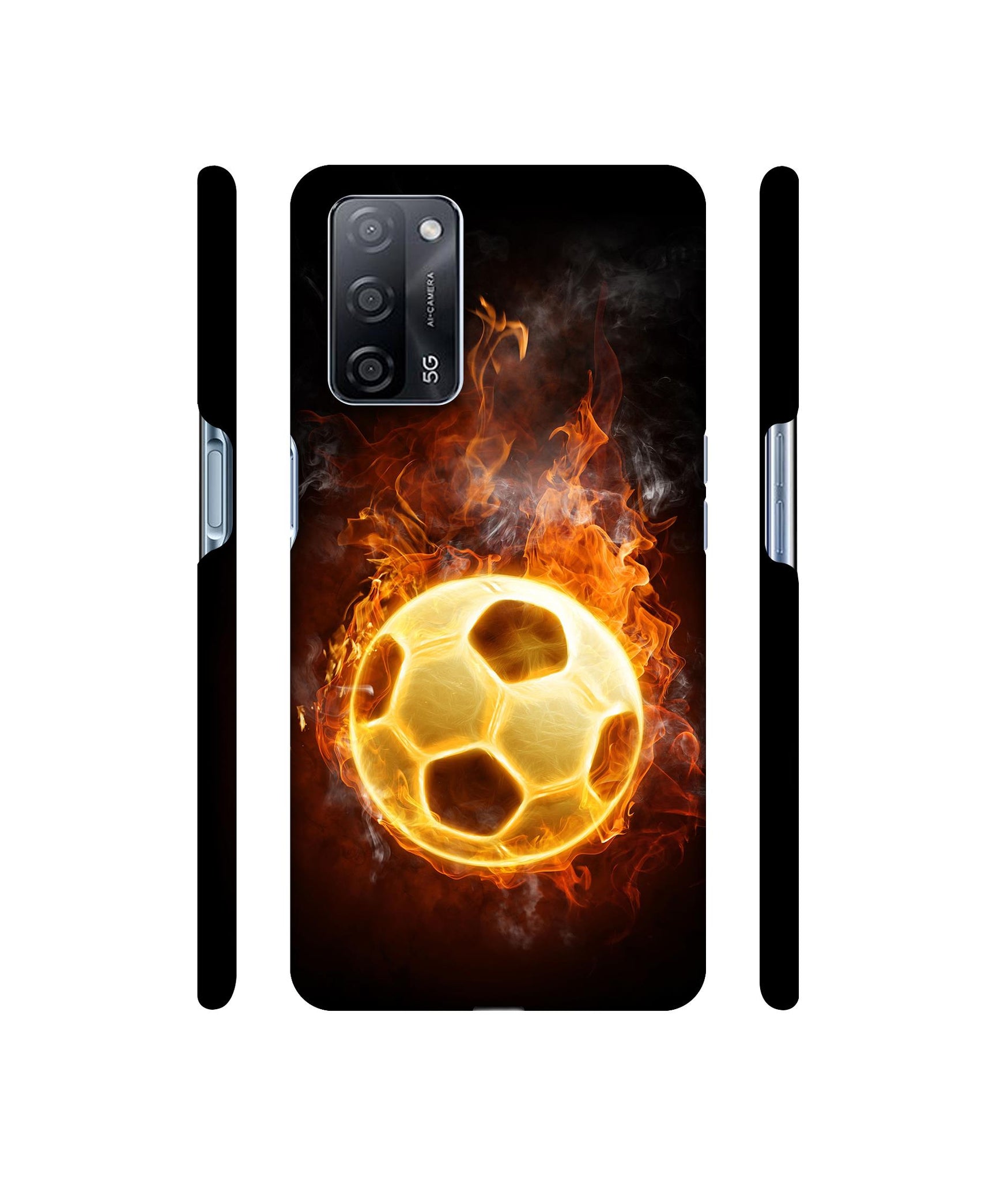 Football & Fire Designer Hard Back Cover for Oppo A53s 5G