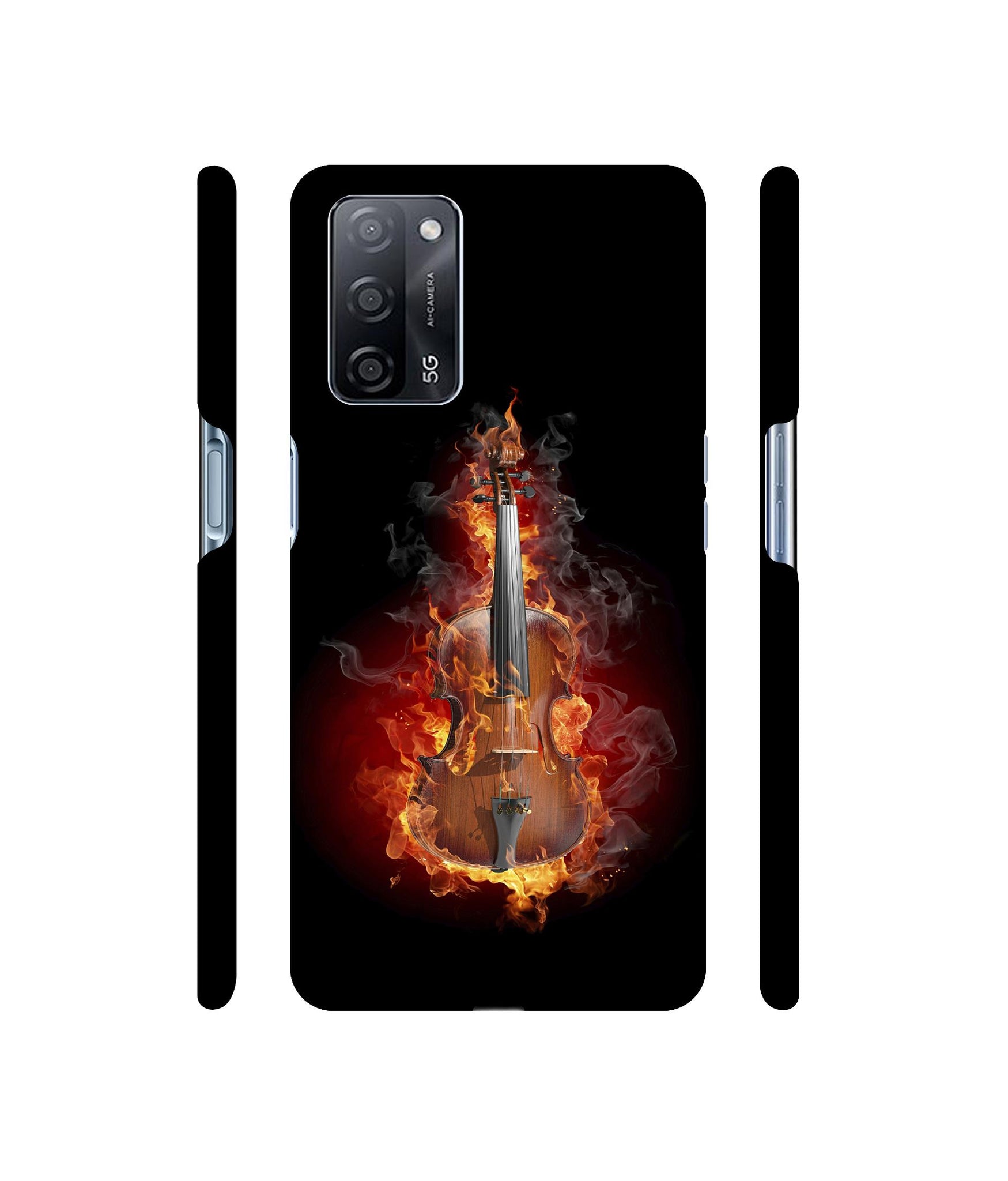 Burning Violin Designer Hard Back Cover for Oppo A53s 5G