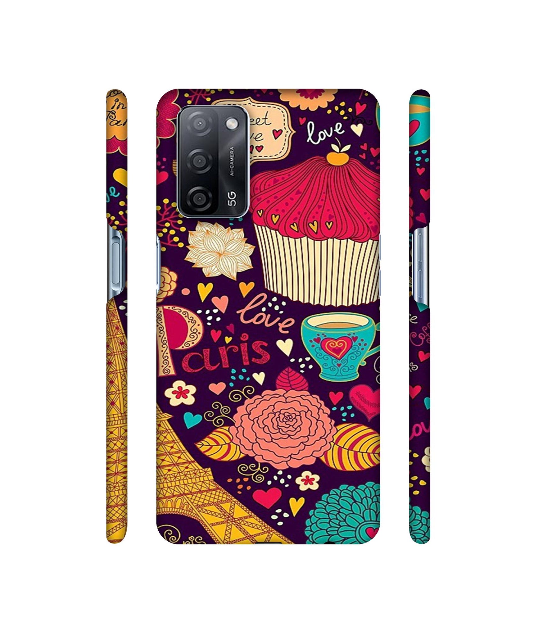Paris Flower Love Designer Hard Back Cover for Oppo A53s 5G