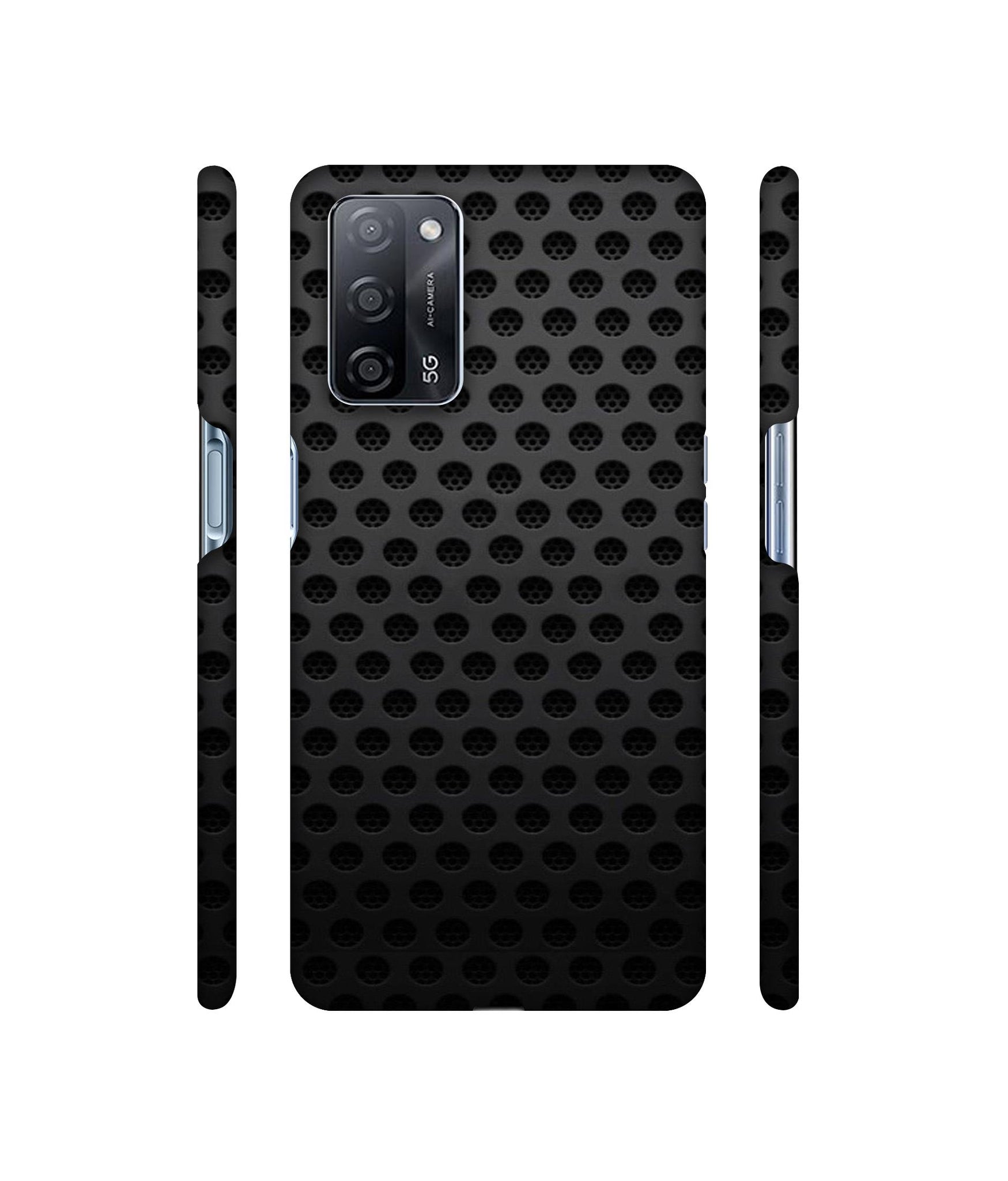 Black Circle Designer Hard Back Cover for Oppo A53s 5G