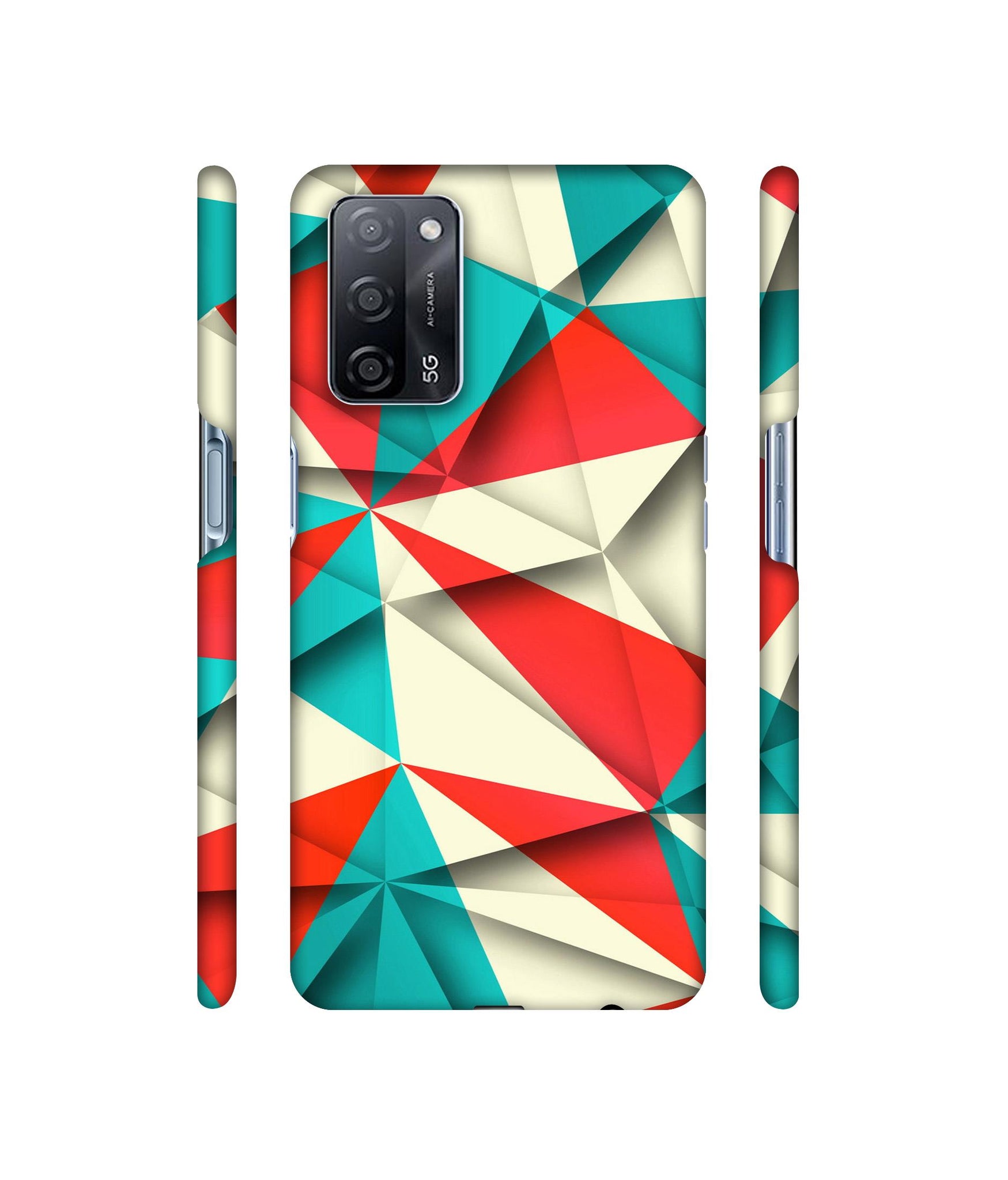 Red Blue White Pattern Designer Hard Back Cover for Oppo A53s 5G