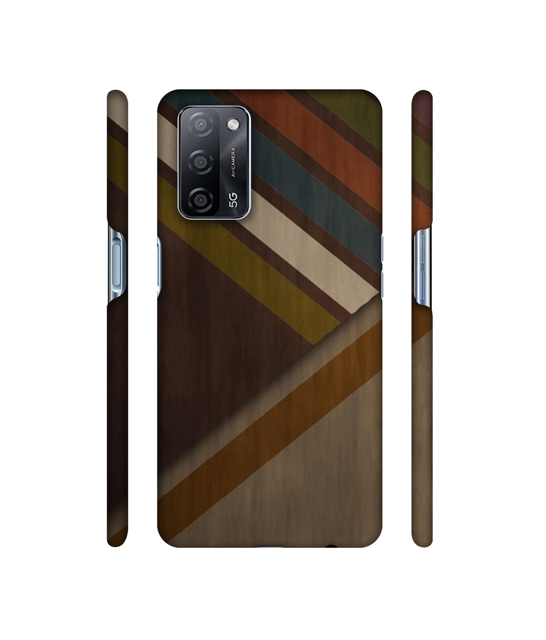 Colorful Wooden Pattern Designer Hard Back Cover for Oppo A53s 5G