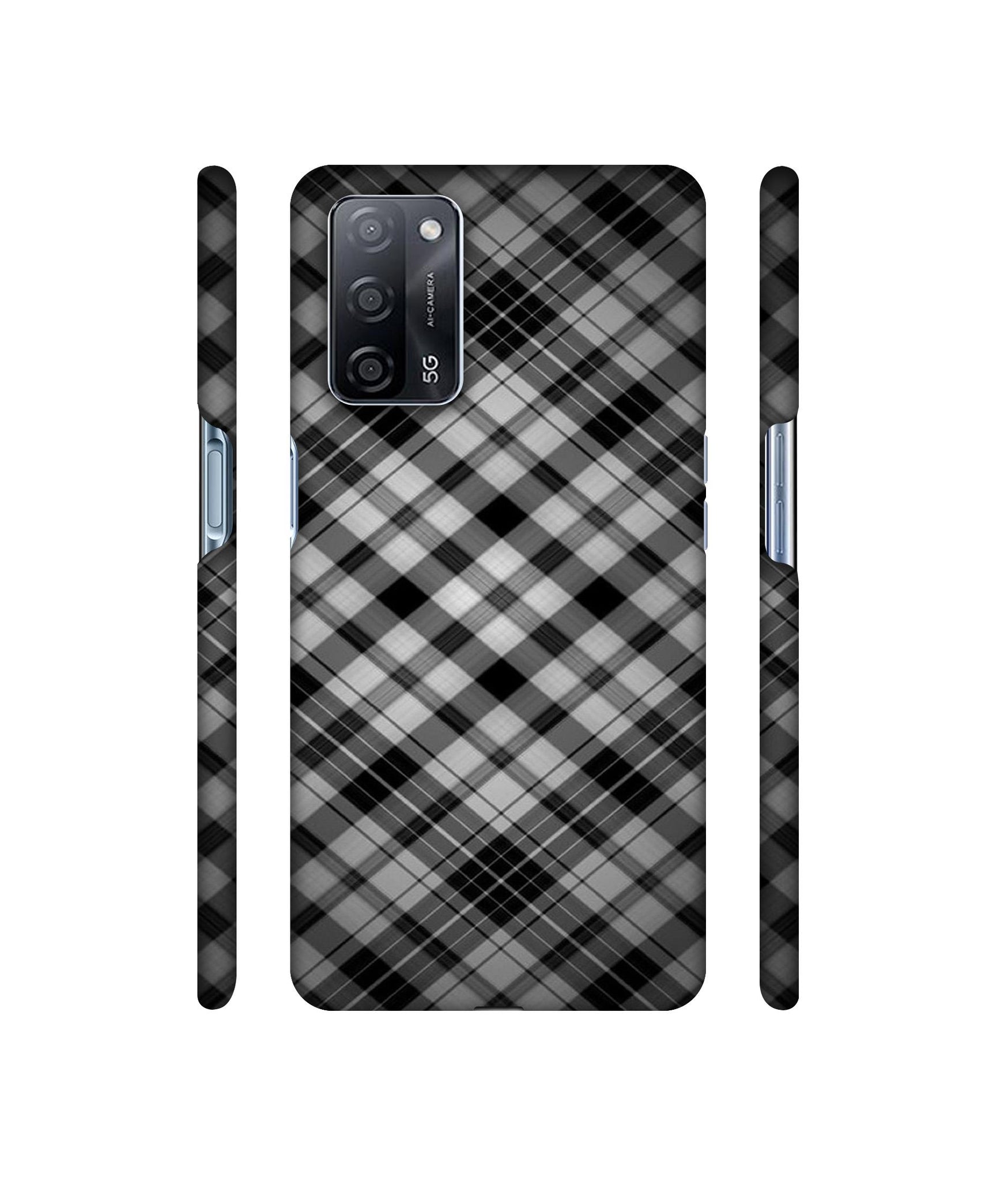Black Stripes Pattern Designer Hard Back Cover for Oppo A53s 5G