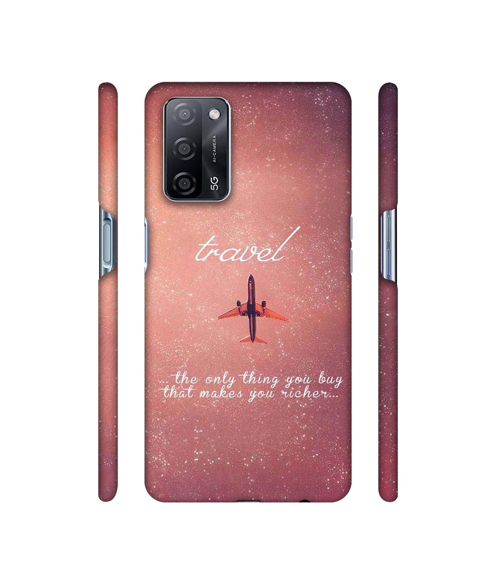 Travel with Plane Designer Hard Back Cover for Oppo A53s 5G
