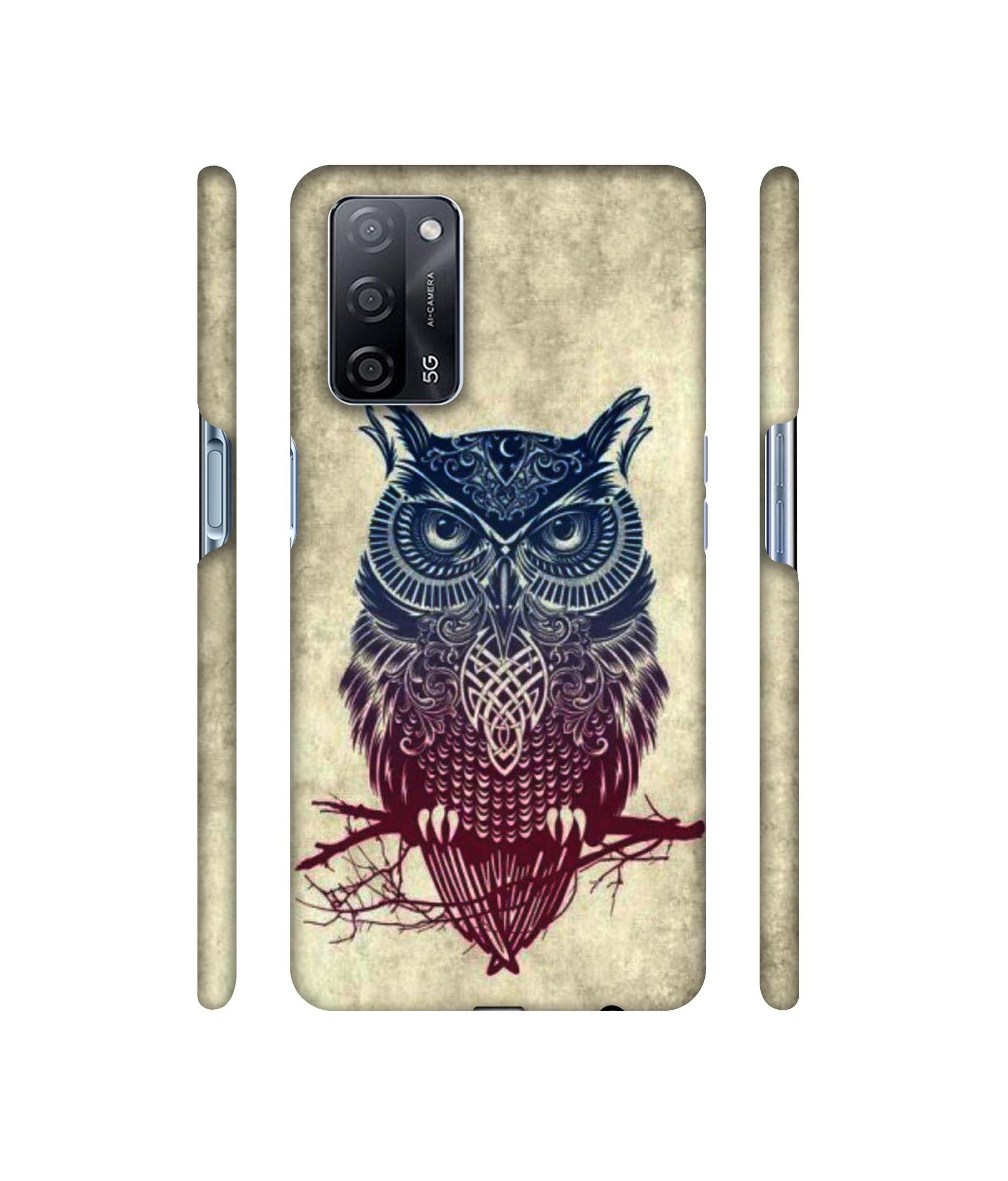 Owl Pattern Designer Hard Back Cover for Oppo A53s 5G