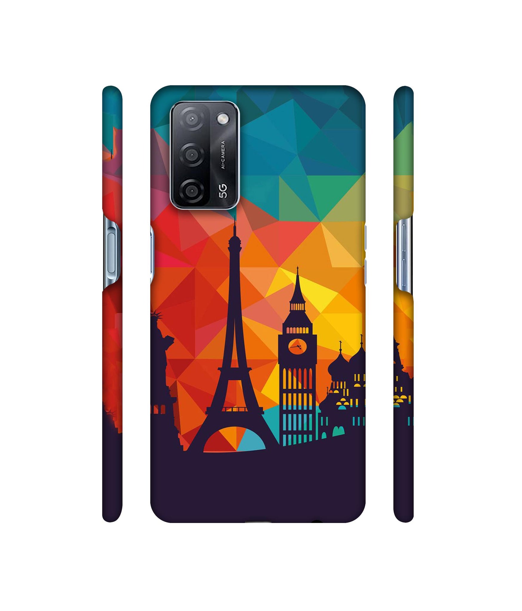 Colored Paris Designer Hard Back Cover for Oppo A53s 5G