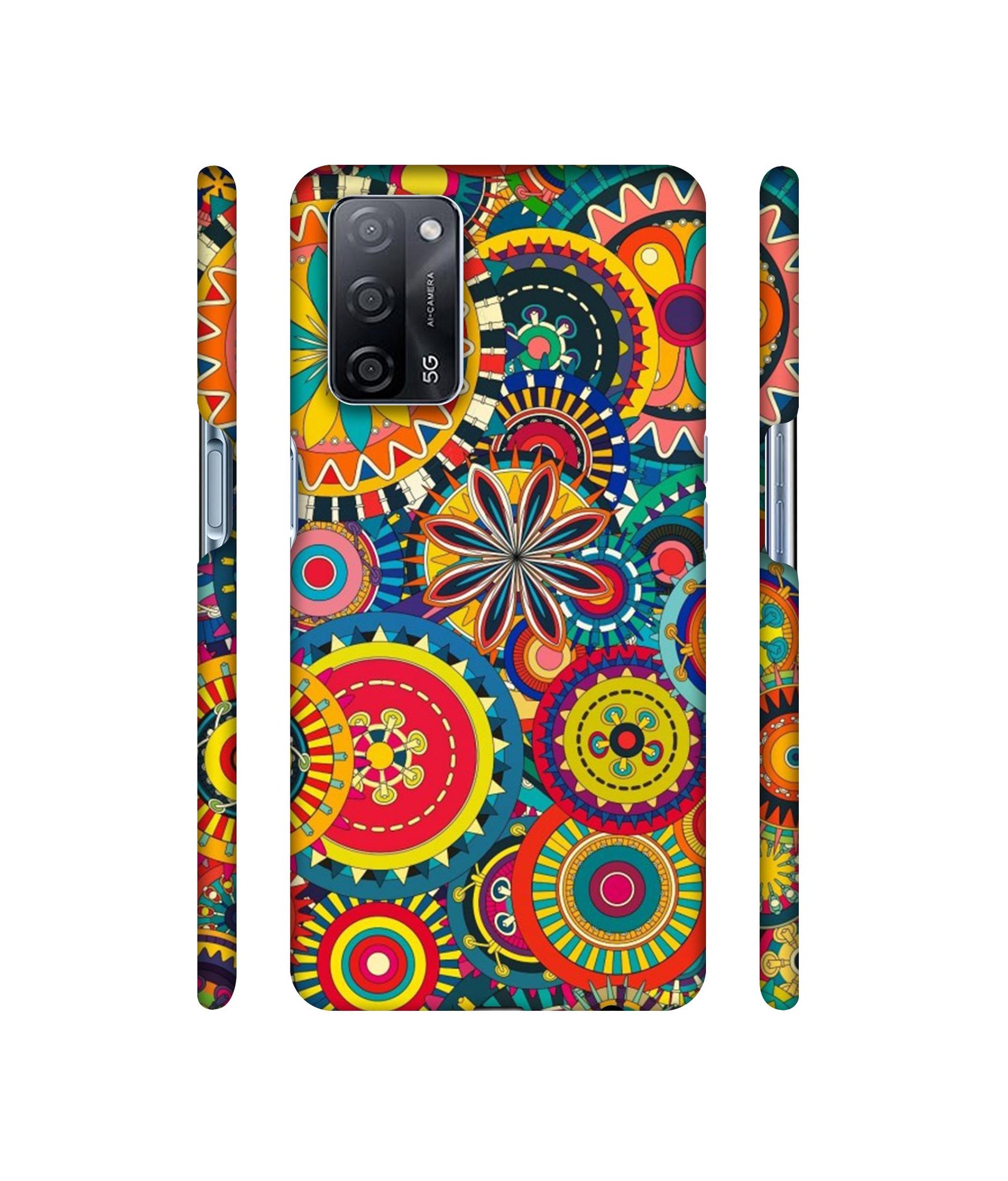 Ring Pattern Print Designer Hard Back Cover for Oppo A53s 5G