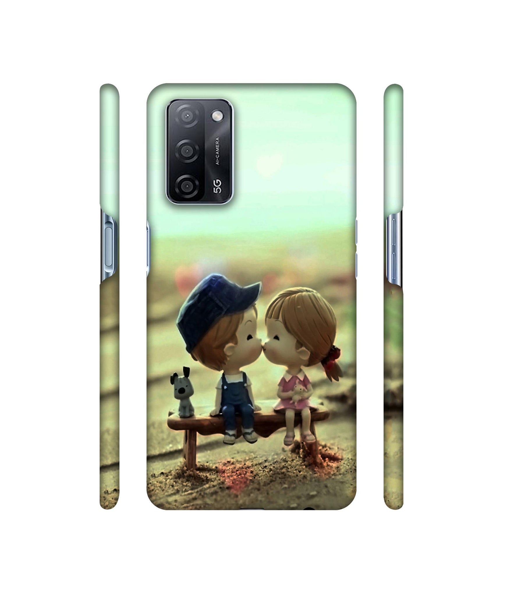 Love Couples Pattern Designer Hard Back Cover for Oppo A53s 5G