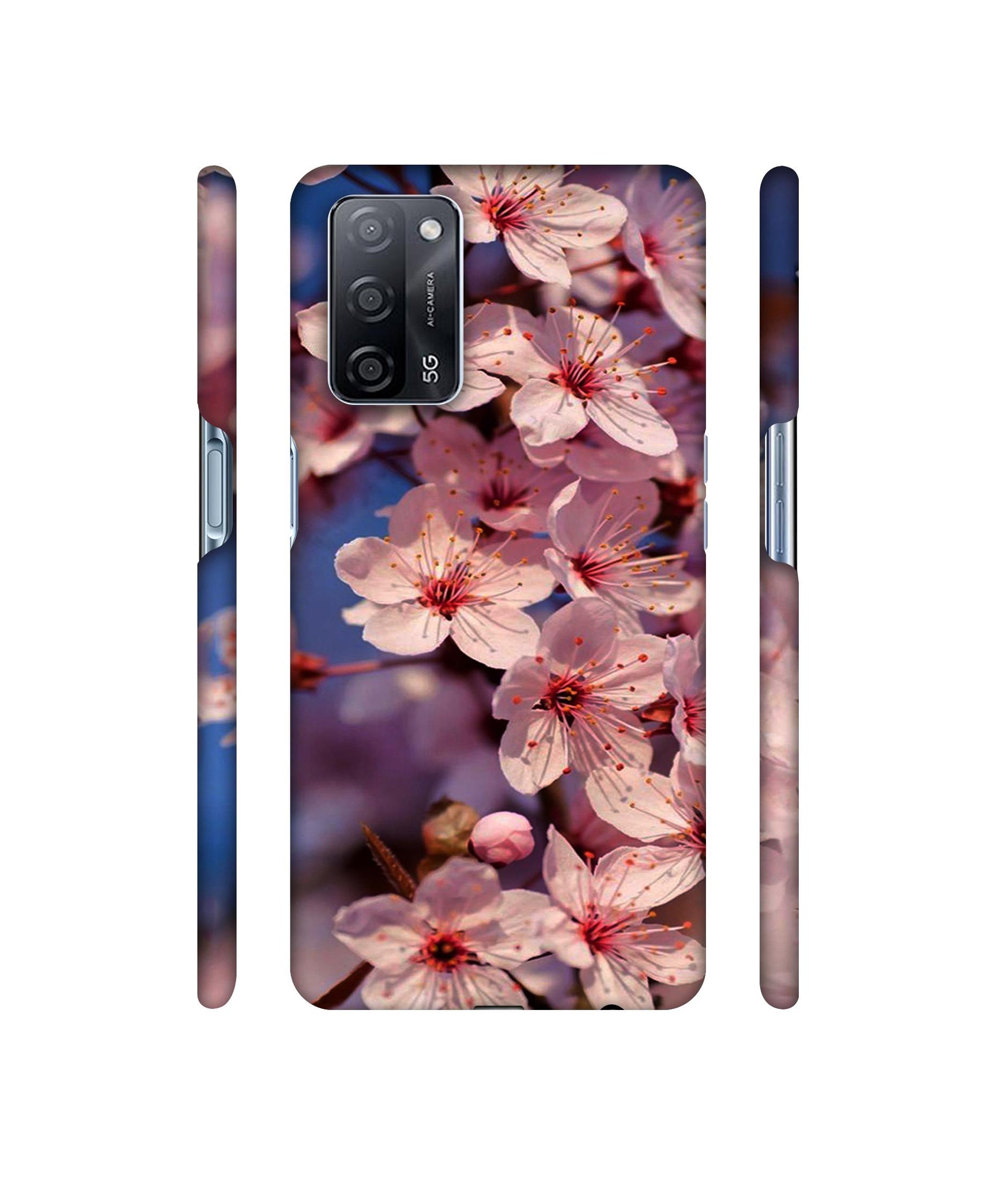 Pink Flowers Pattern Designer Hard Back Cover for Oppo A53s 5G