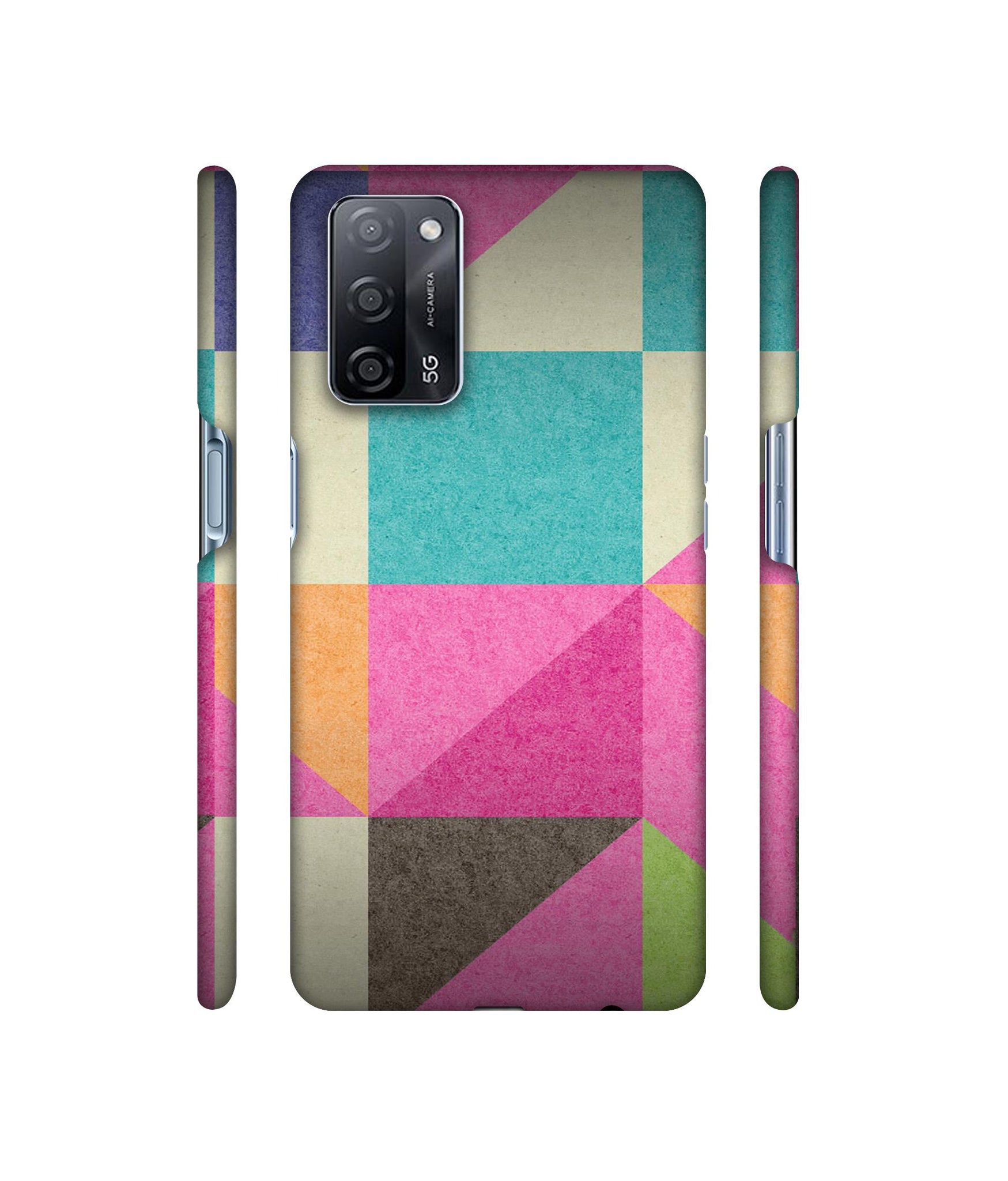 Pink Cyan Designer Hard Back Cover for Oppo A53s 5G