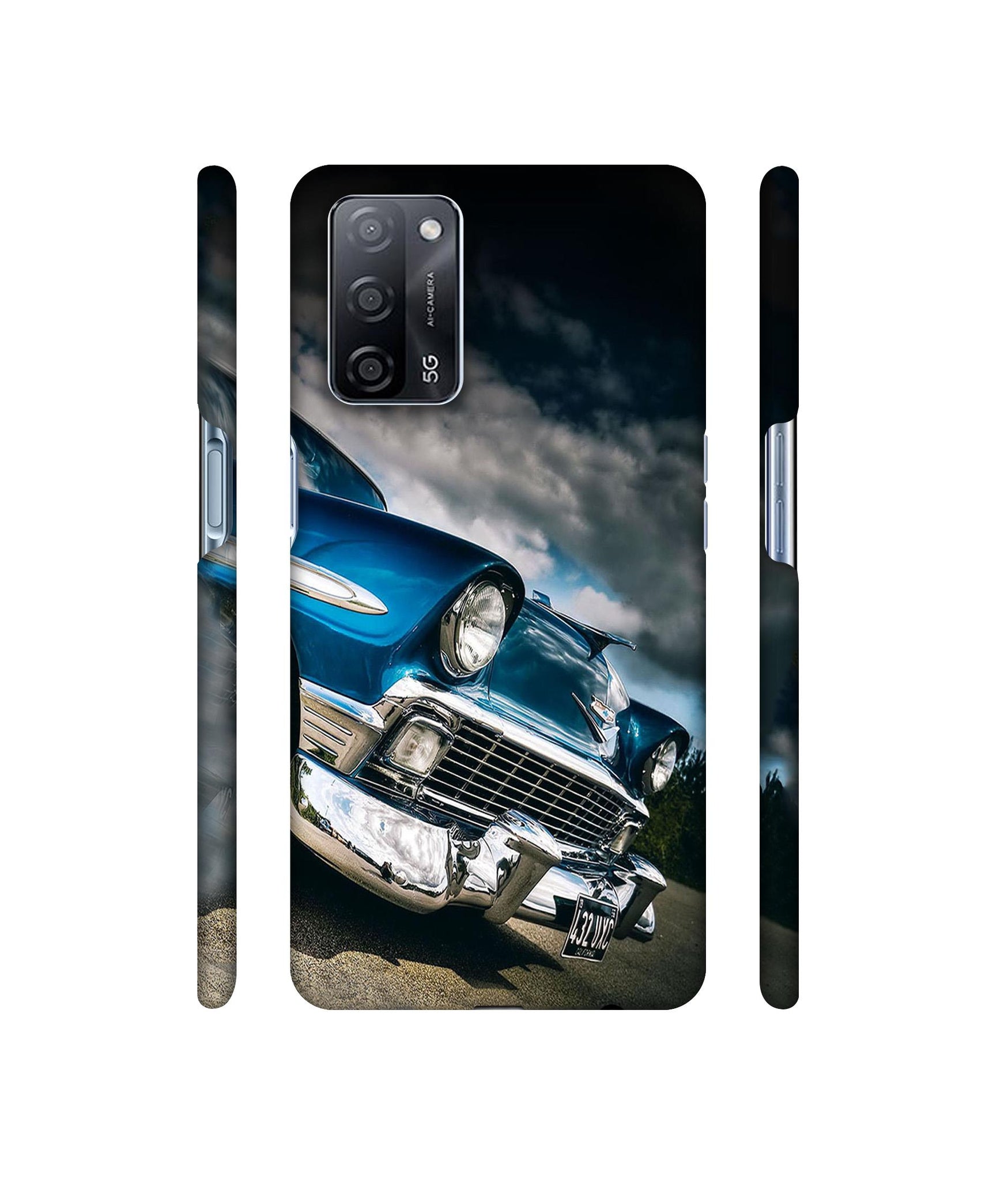 Vintage Car Pattern Designer Hard Back Cover for Oppo A53s 5G