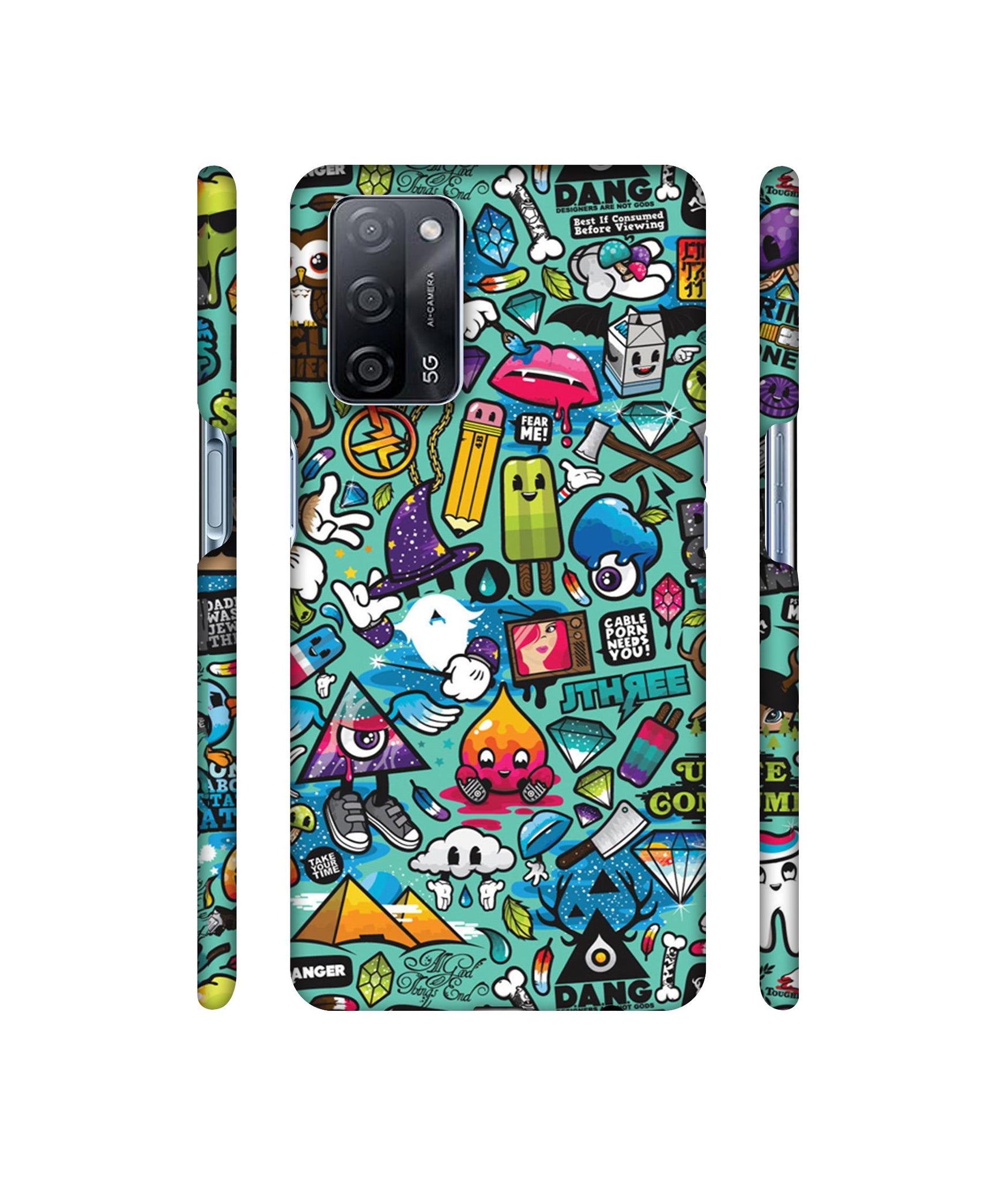 Crazy Designer Hard Back Cover for Oppo A53s 5G