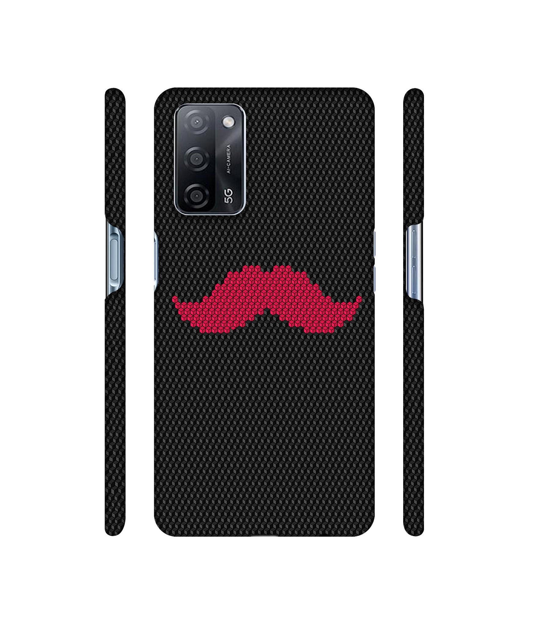Pink Mustache Pattern Designer Hard Back Cover for Oppo A53s 5G