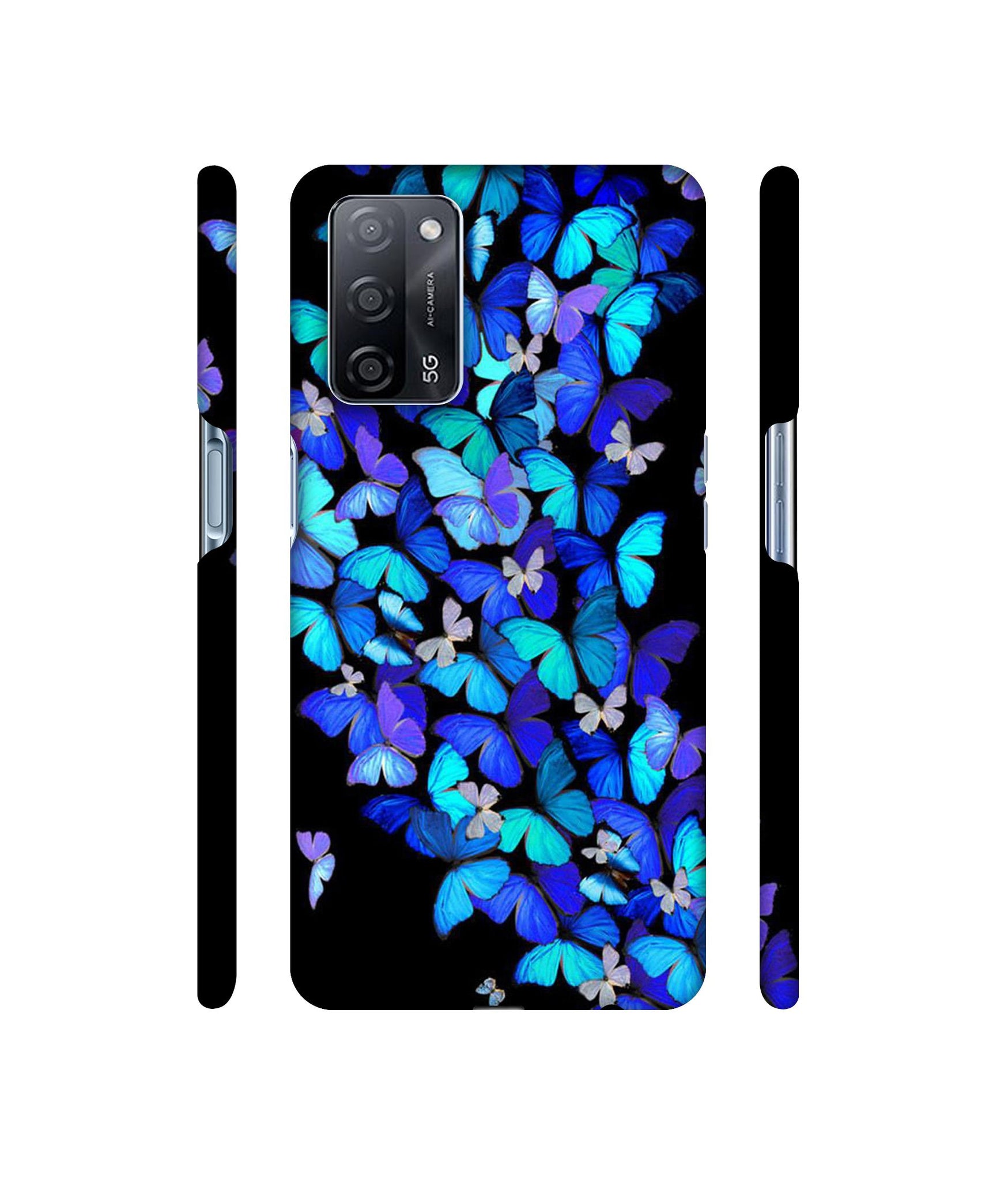 Butterfly Pattern Designer Hard Back Cover for Oppo A53s 5G