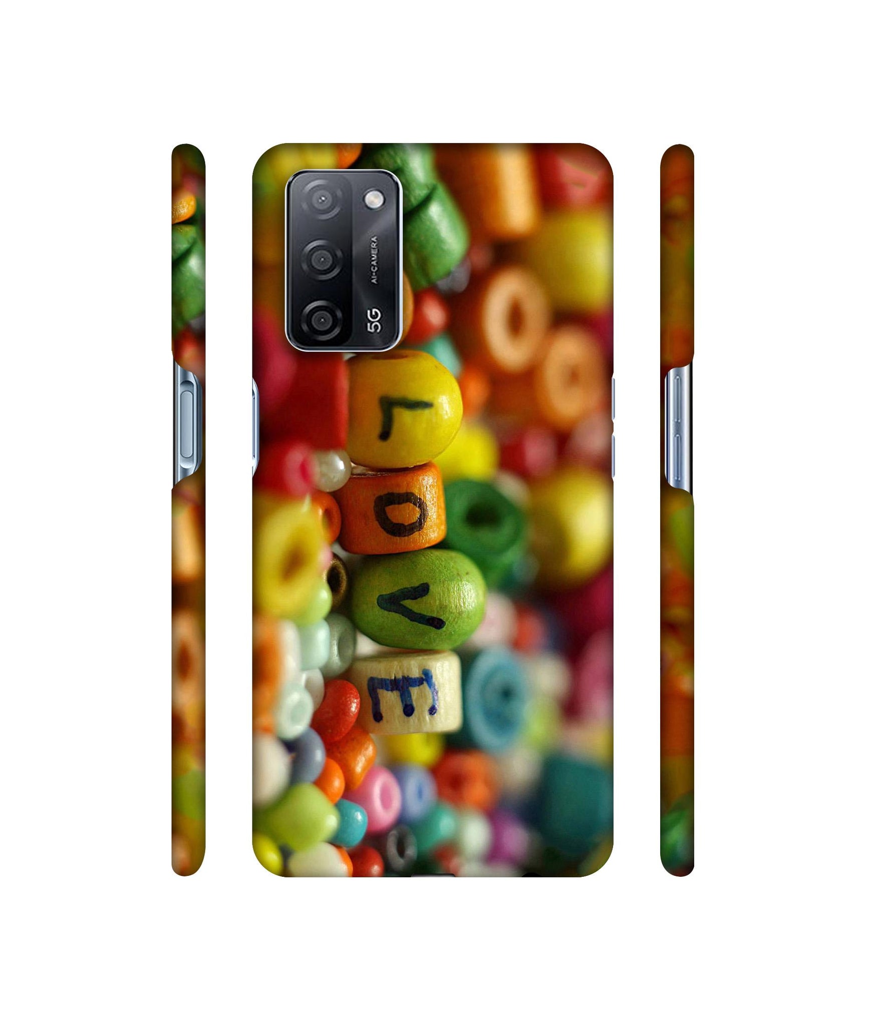 Colorful Love Designer Hard Back Cover for Oppo A53s 5G