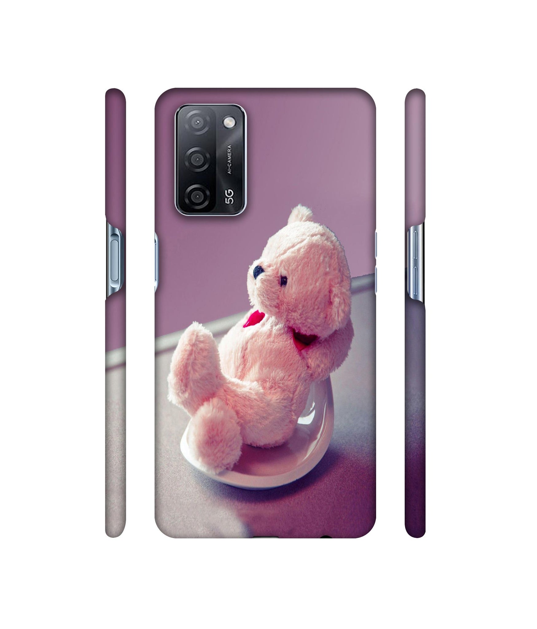 Cute Teddy Bear Designer Hard Back Cover for Oppo A53s 5G