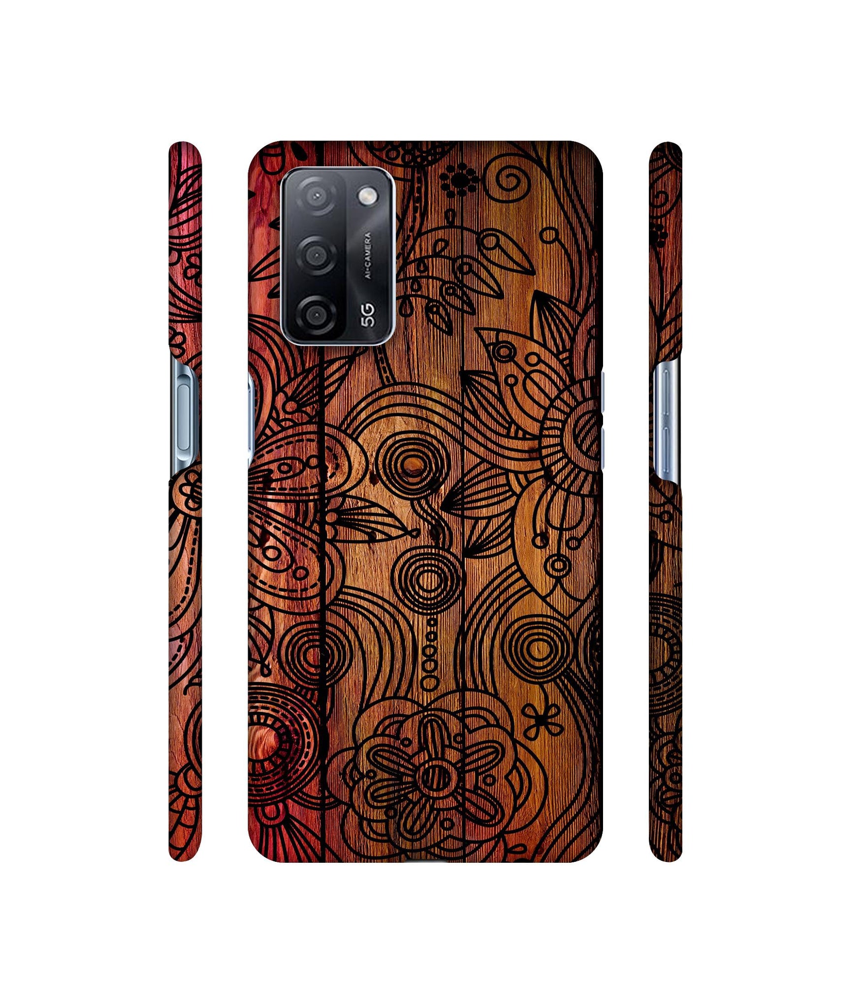 Dark Wooden Background Designer Hard Back Cover for Oppo A53s 5G
