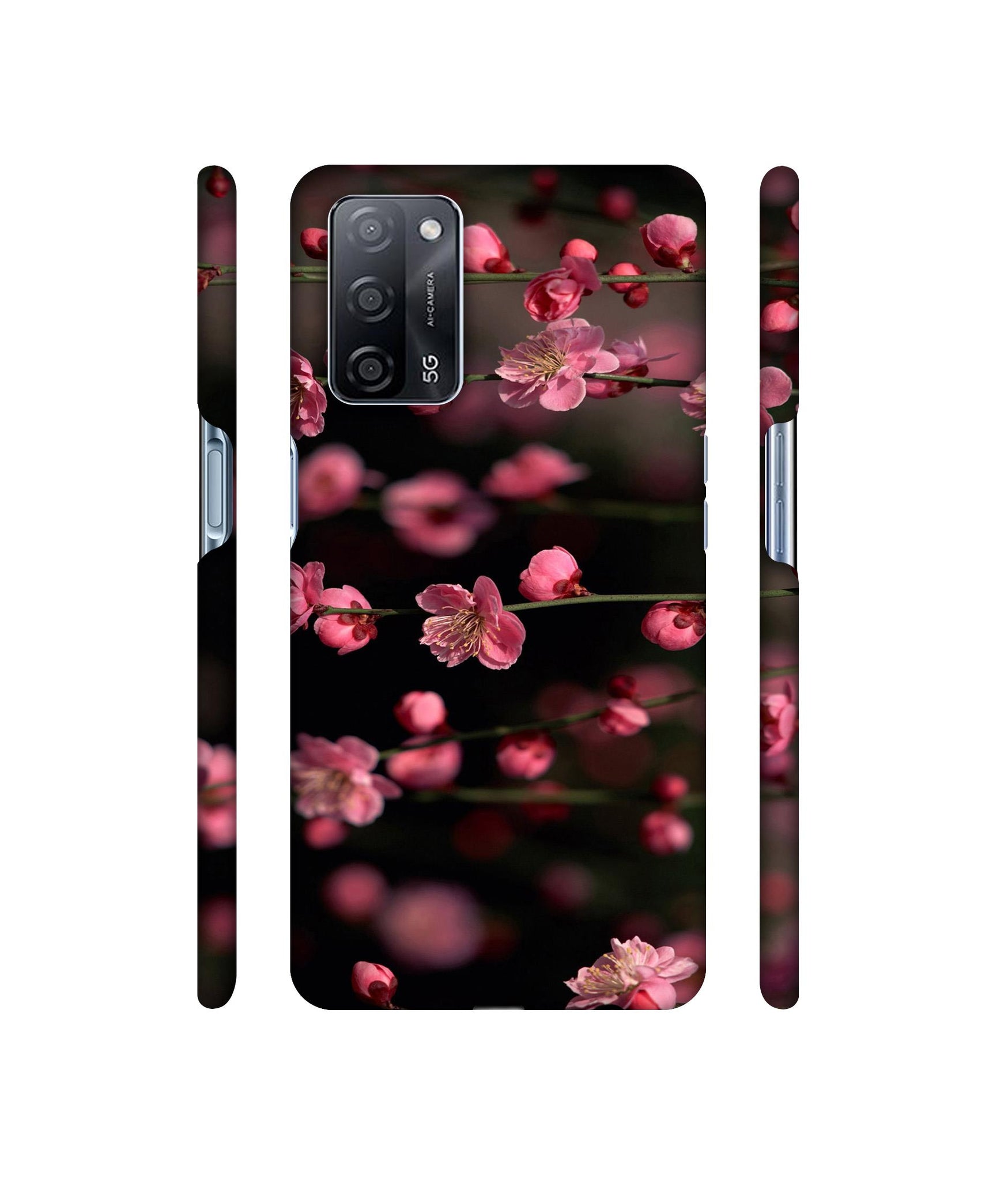 Pink Flowers Designer Hard Back Cover for Oppo A53s 5G