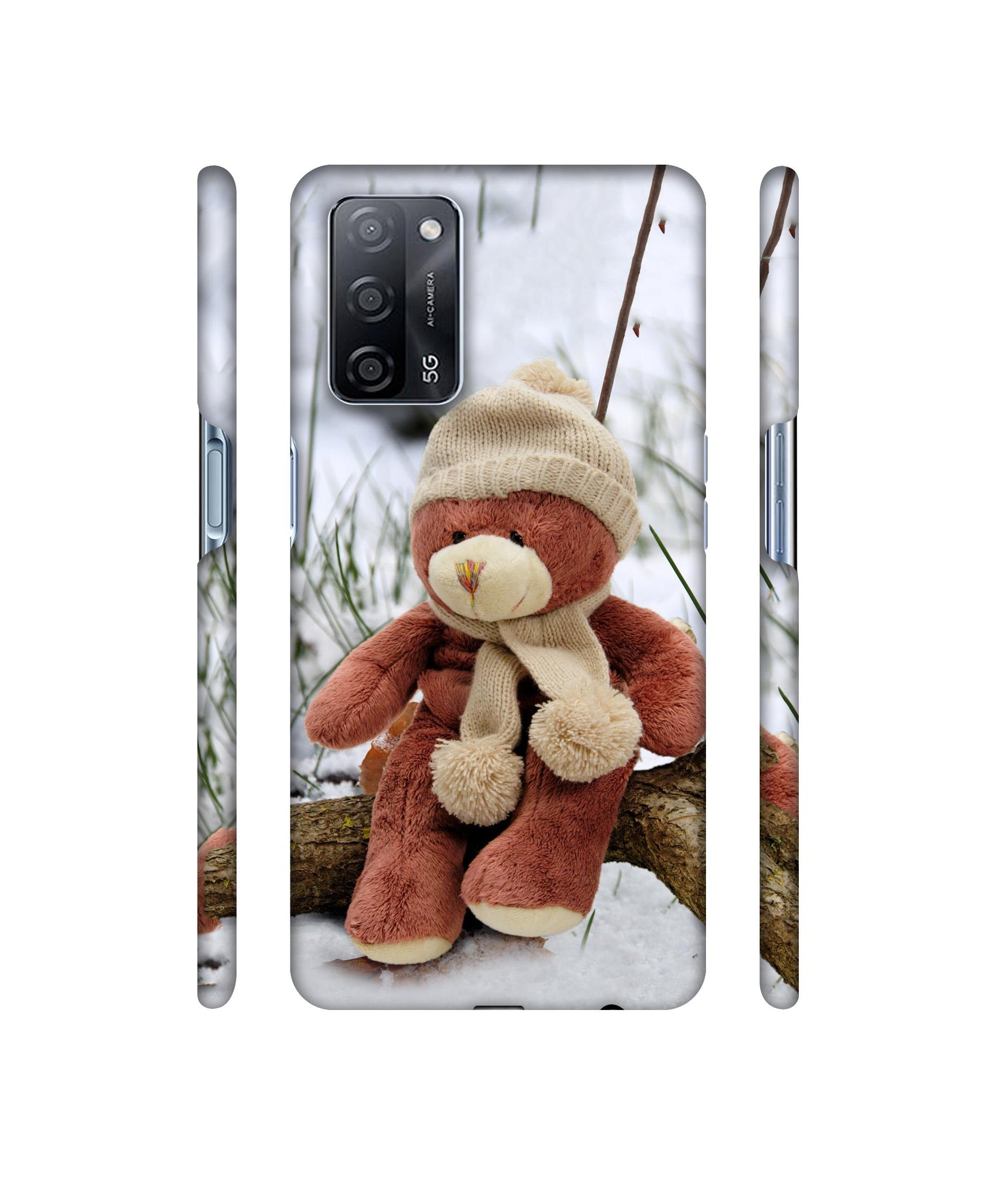 Woolen Bear Designer Hard Back Cover for Oppo A53s 5G