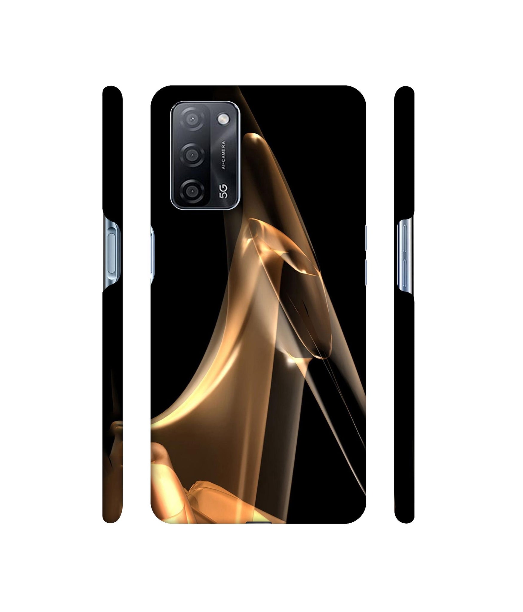 Gold Smoke Designer Hard Back Cover for Oppo A53s 5G