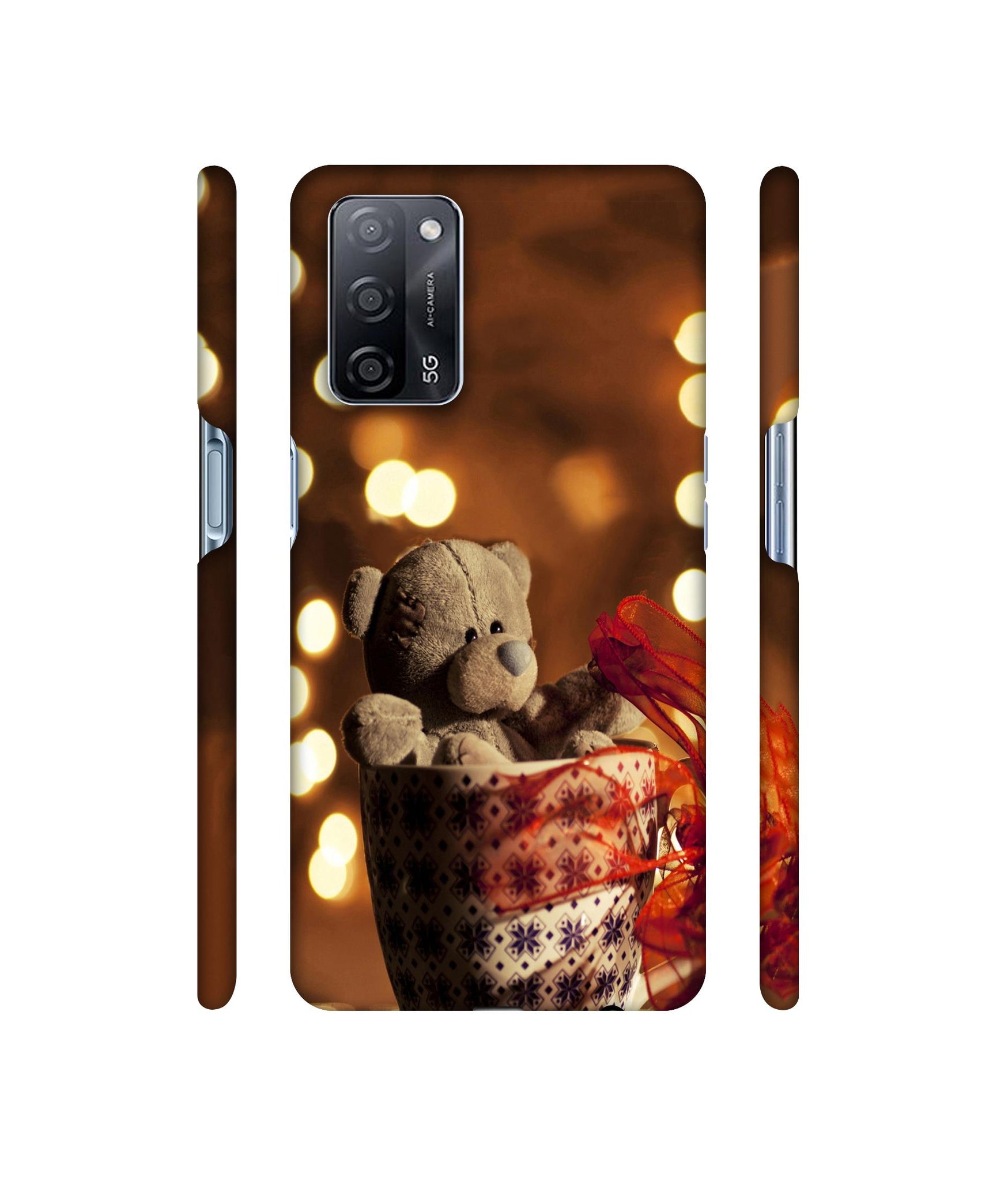 Teddy In Cup Designer Hard Back Cover for Oppo A53s 5G