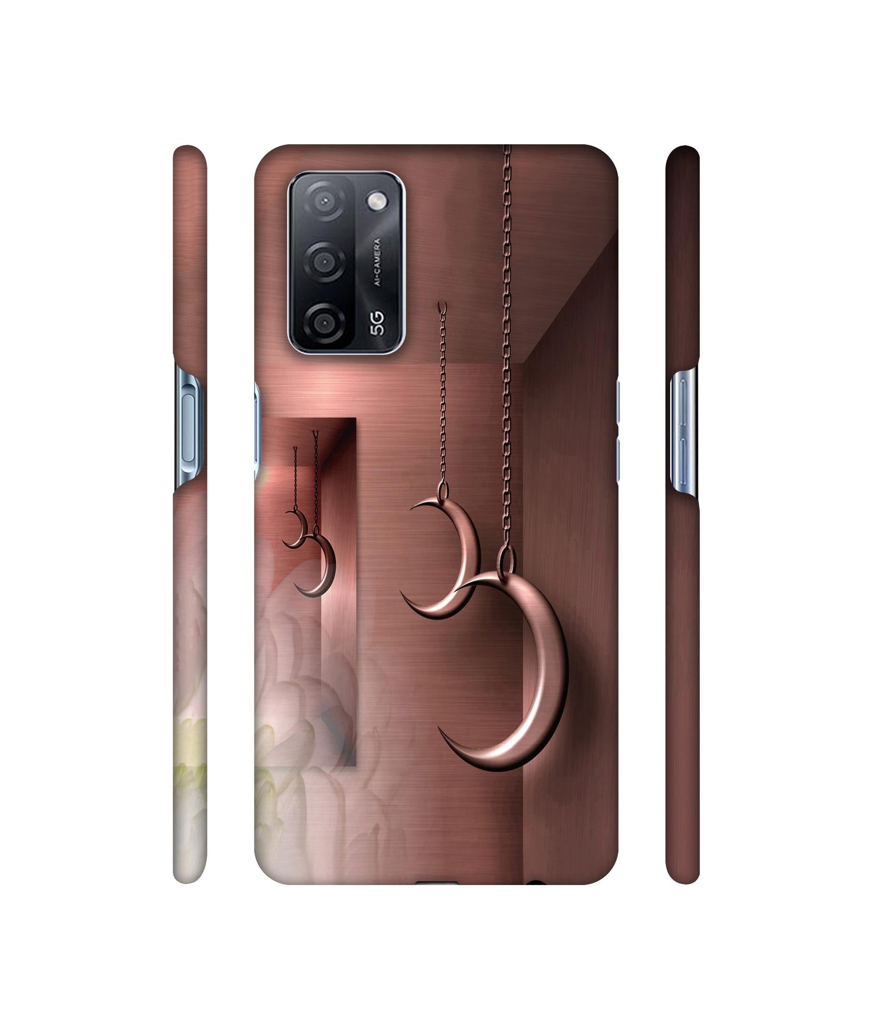 Flower Metal Designer Hard Back Cover for Oppo A53s 5G