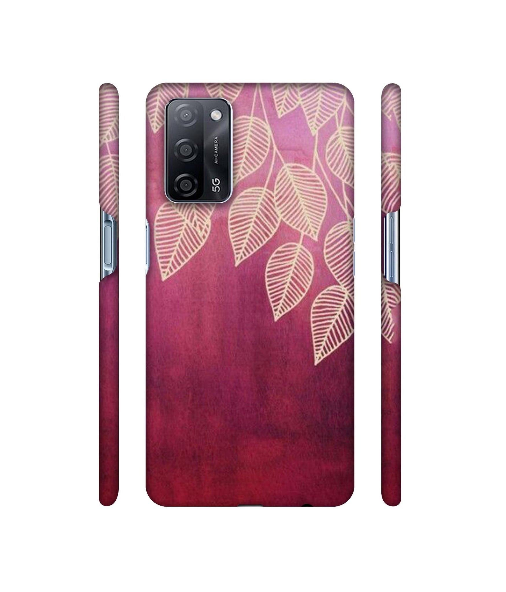 Leaf Pattern Designer Hard Back Cover for Oppo A53s 5G