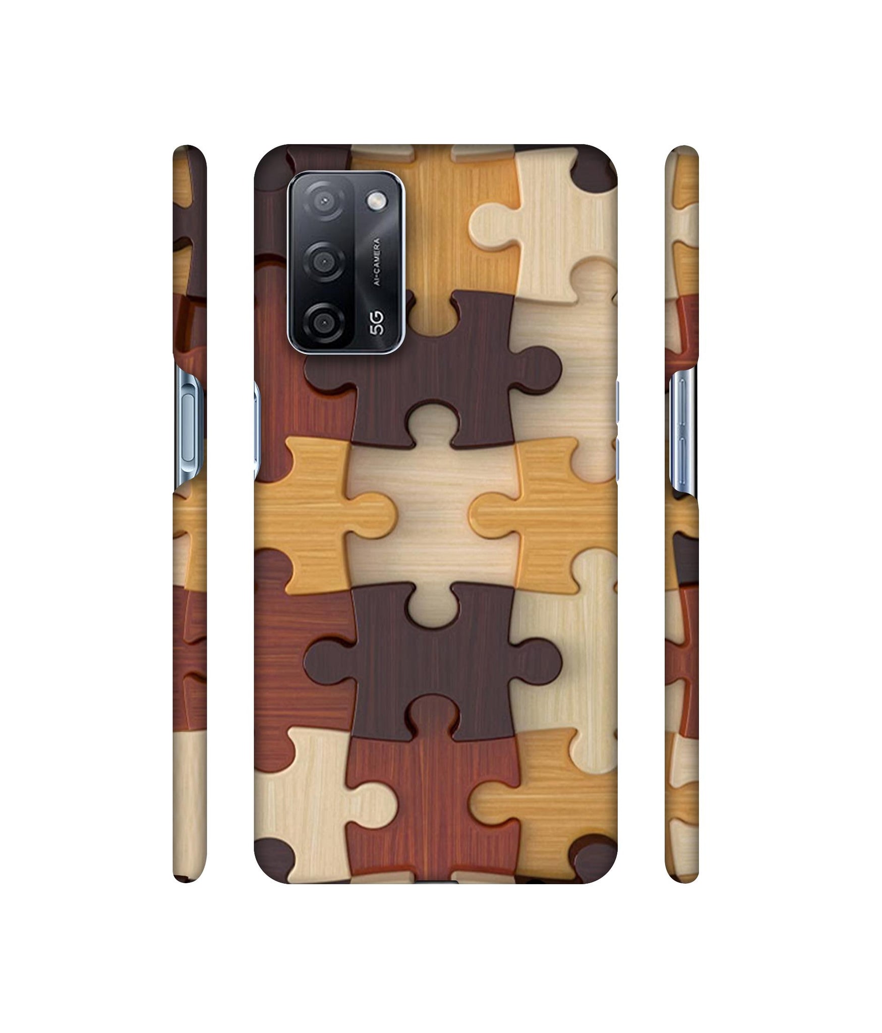 Puzzle Pattern Designer Hard Back Cover for Oppo A53s 5G