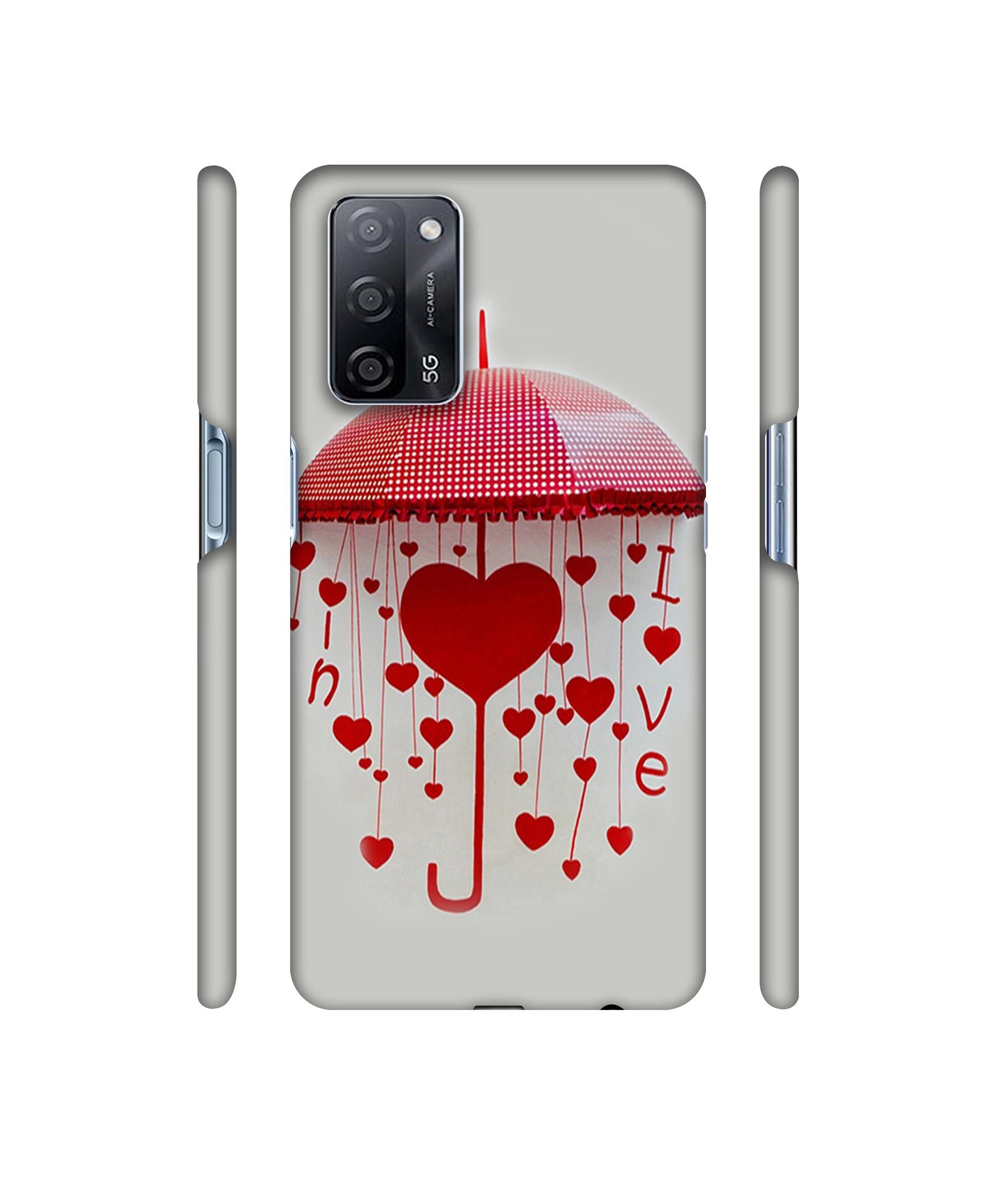 Love Heart Designer Hard Back Cover for Oppo A53s 5G