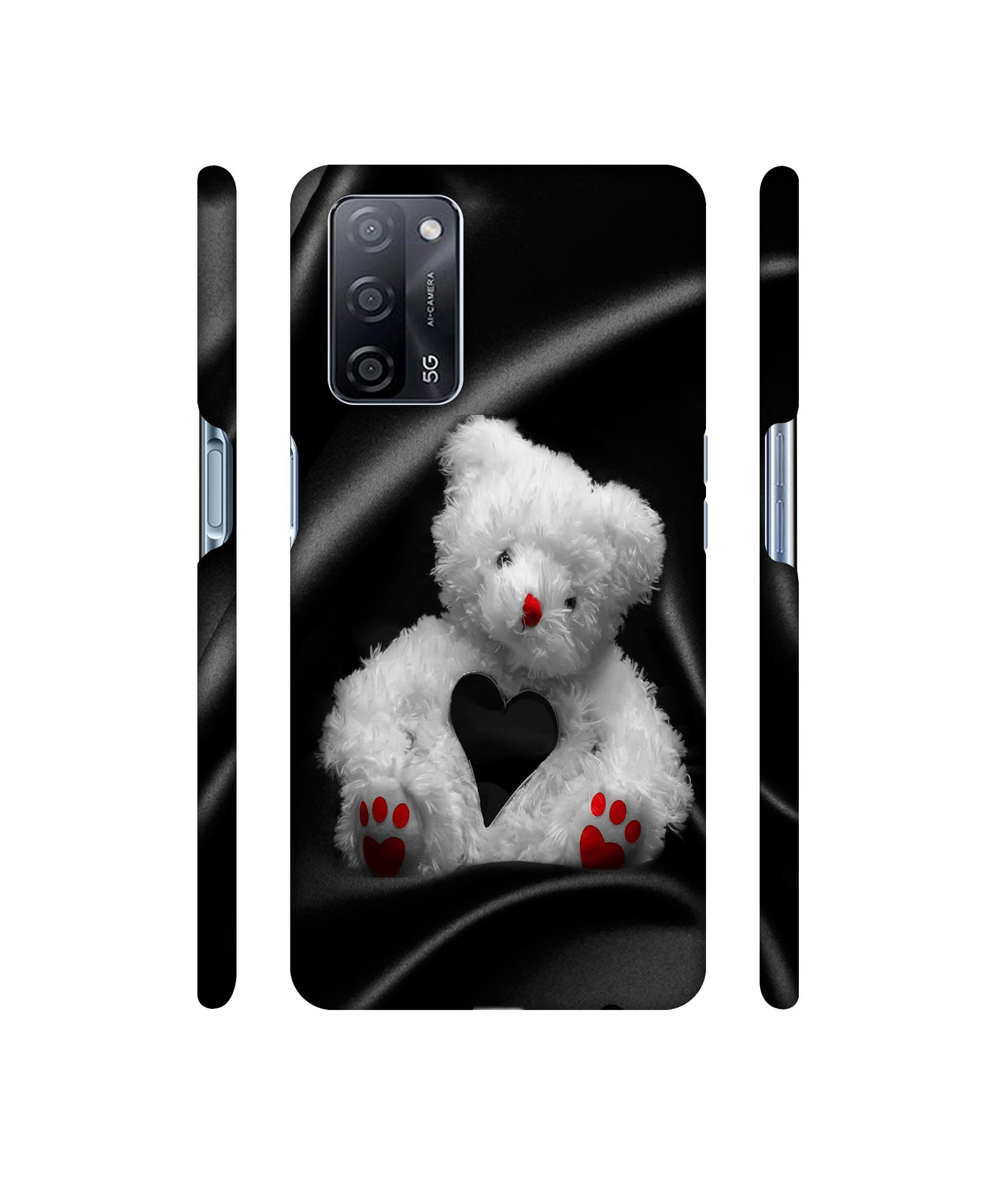 White Teddy Bear Designer Hard Back Cover for Oppo A53s 5G