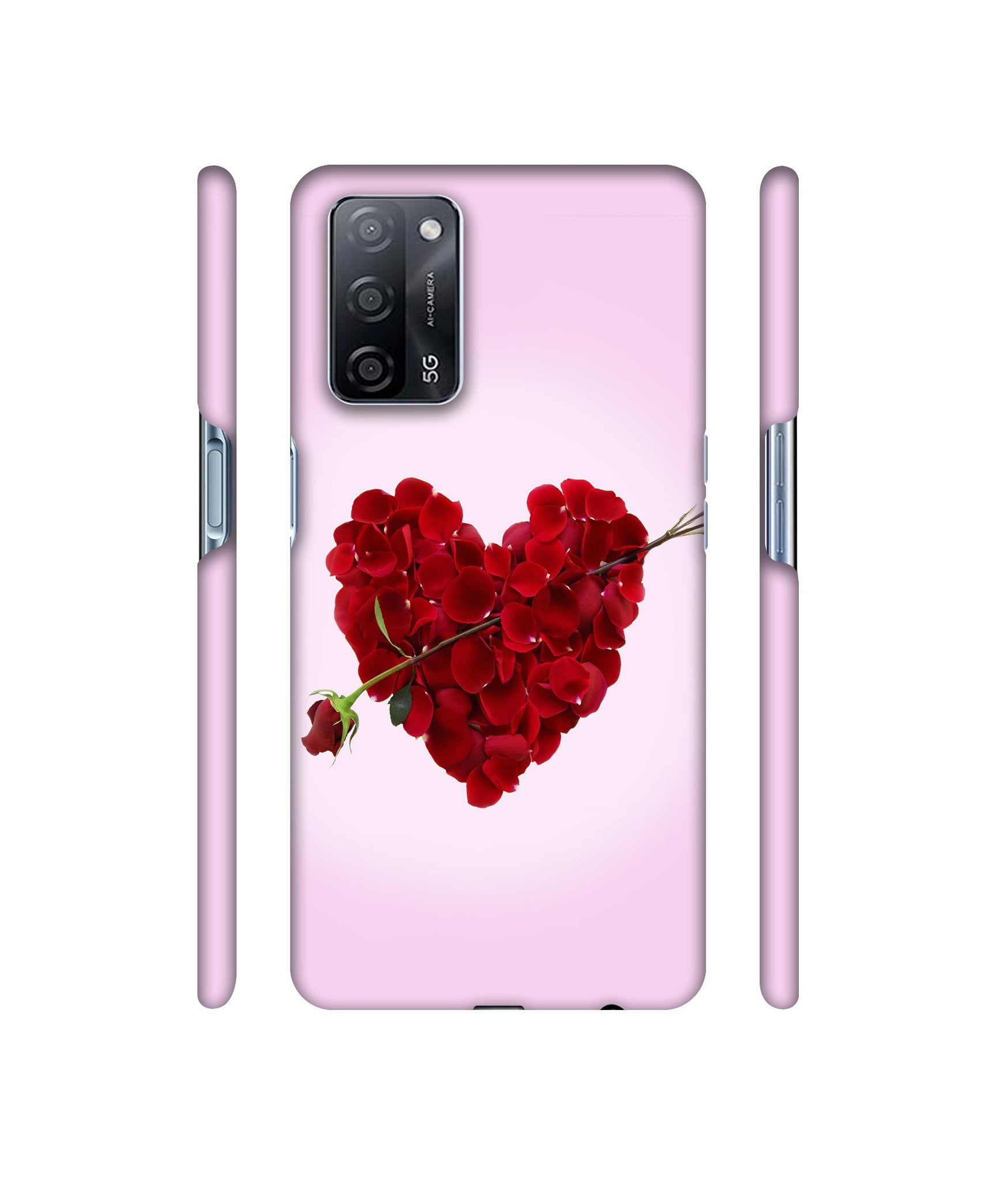 Heart Flower Designer Hard Back Cover for Oppo A53s 5G