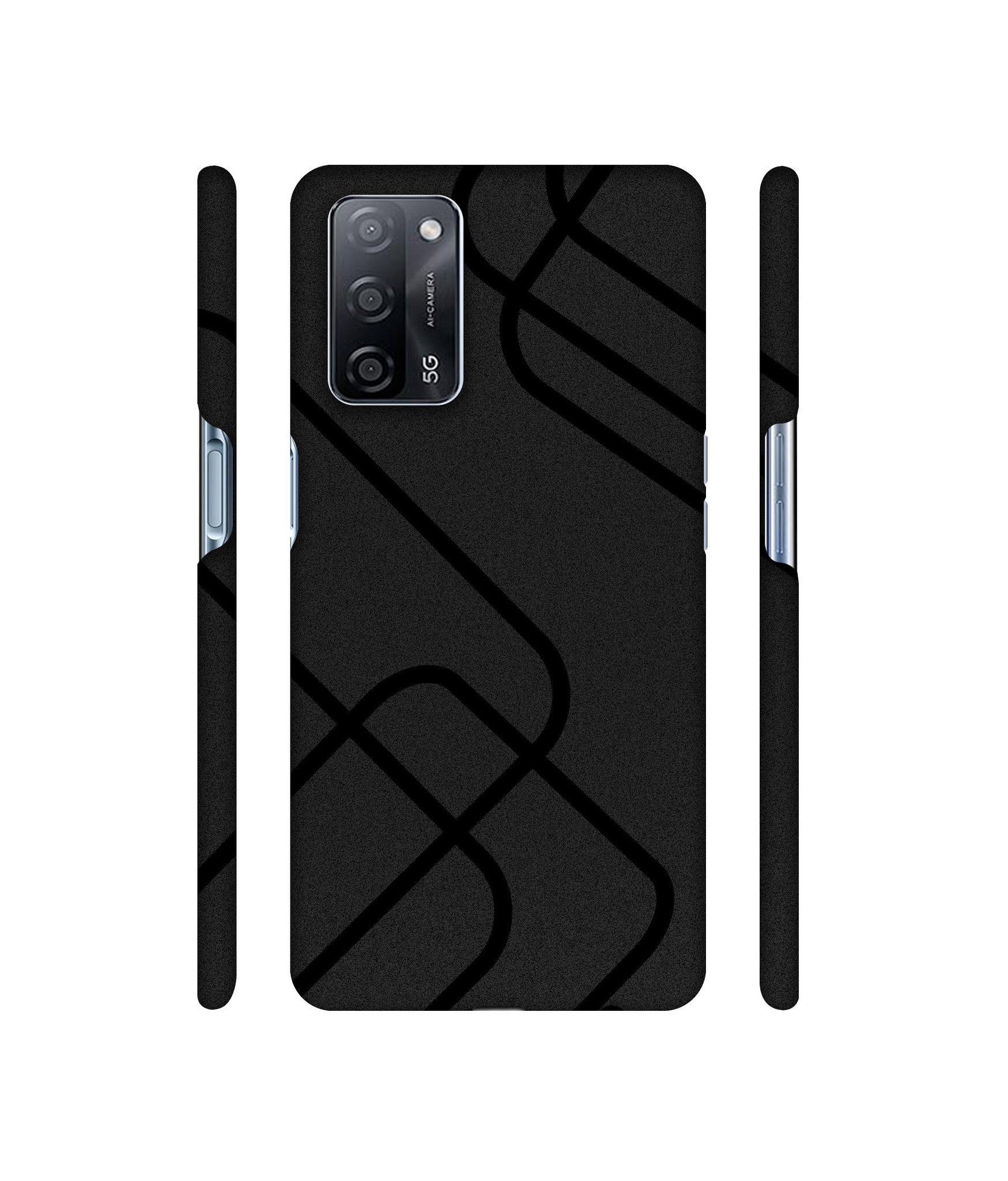 Zig-Zag Black Line Designer Hard Back Cover for Oppo A53s 5G