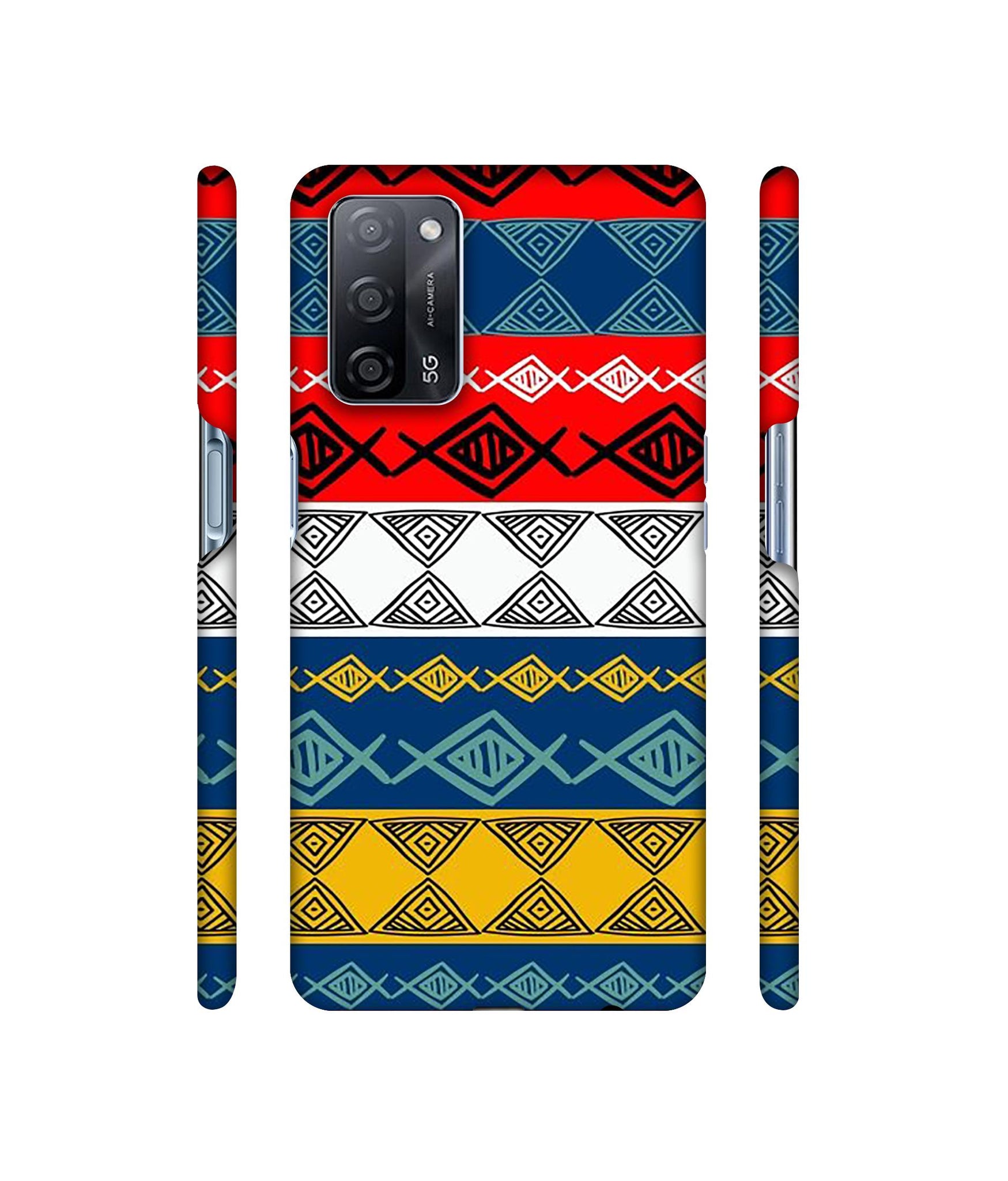 Colorful Hand Made Rangoli Art Designer Hard Back Cover for Oppo A53s 5G