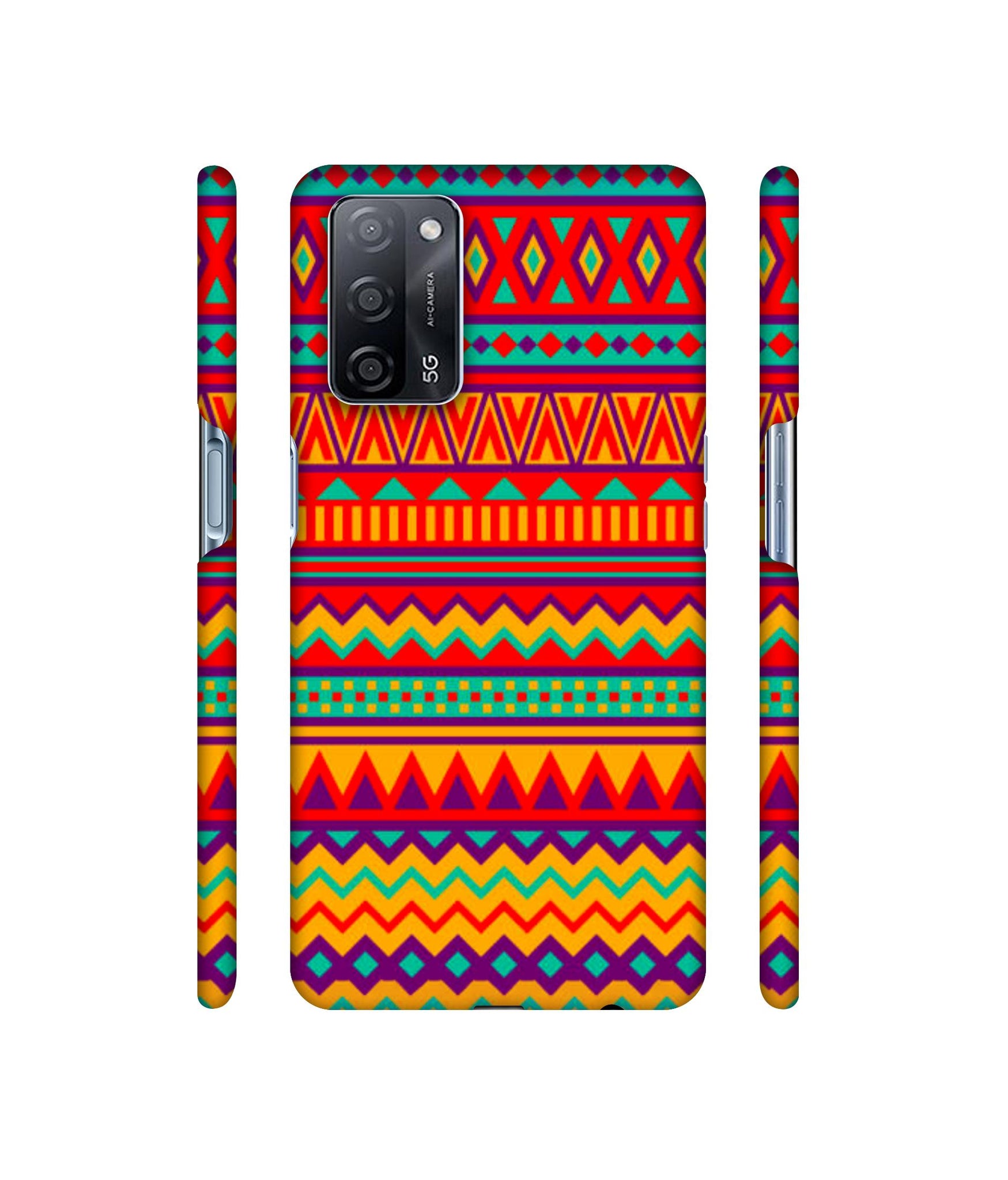 Multicolor Rangoli Art Designer Hard Back Cover for Oppo A53s 5G