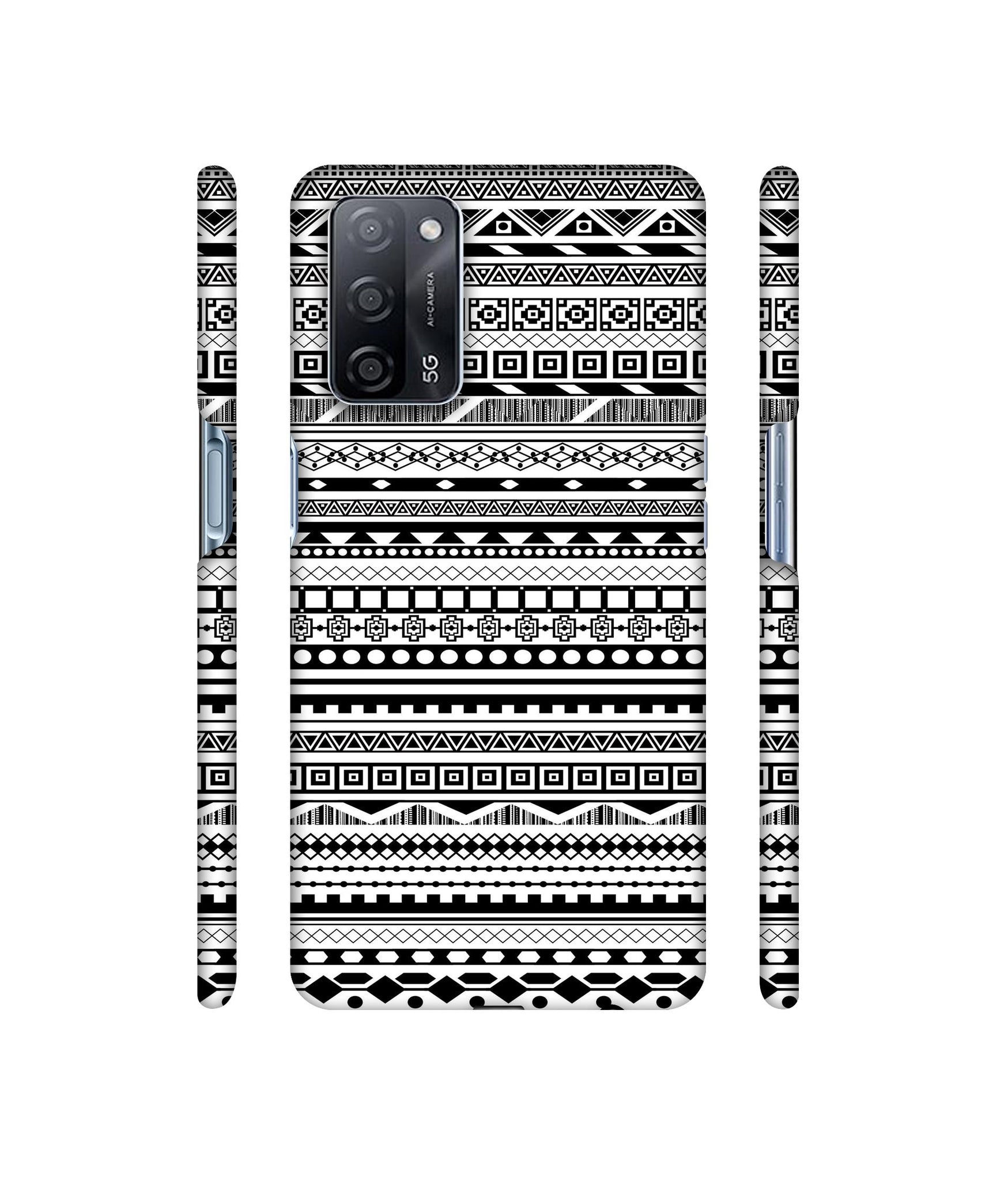 Black & White Patterns Designer Hard Back Cover for Oppo A53s 5G