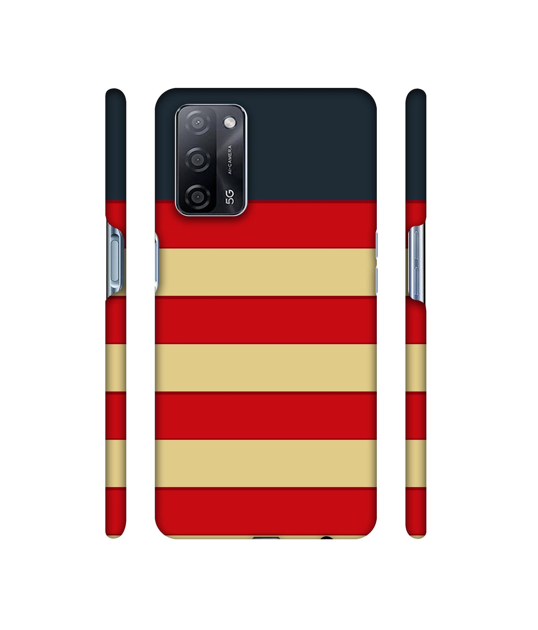 Multicolor Lines Designer Hard Back Cover for Oppo A53s 5G