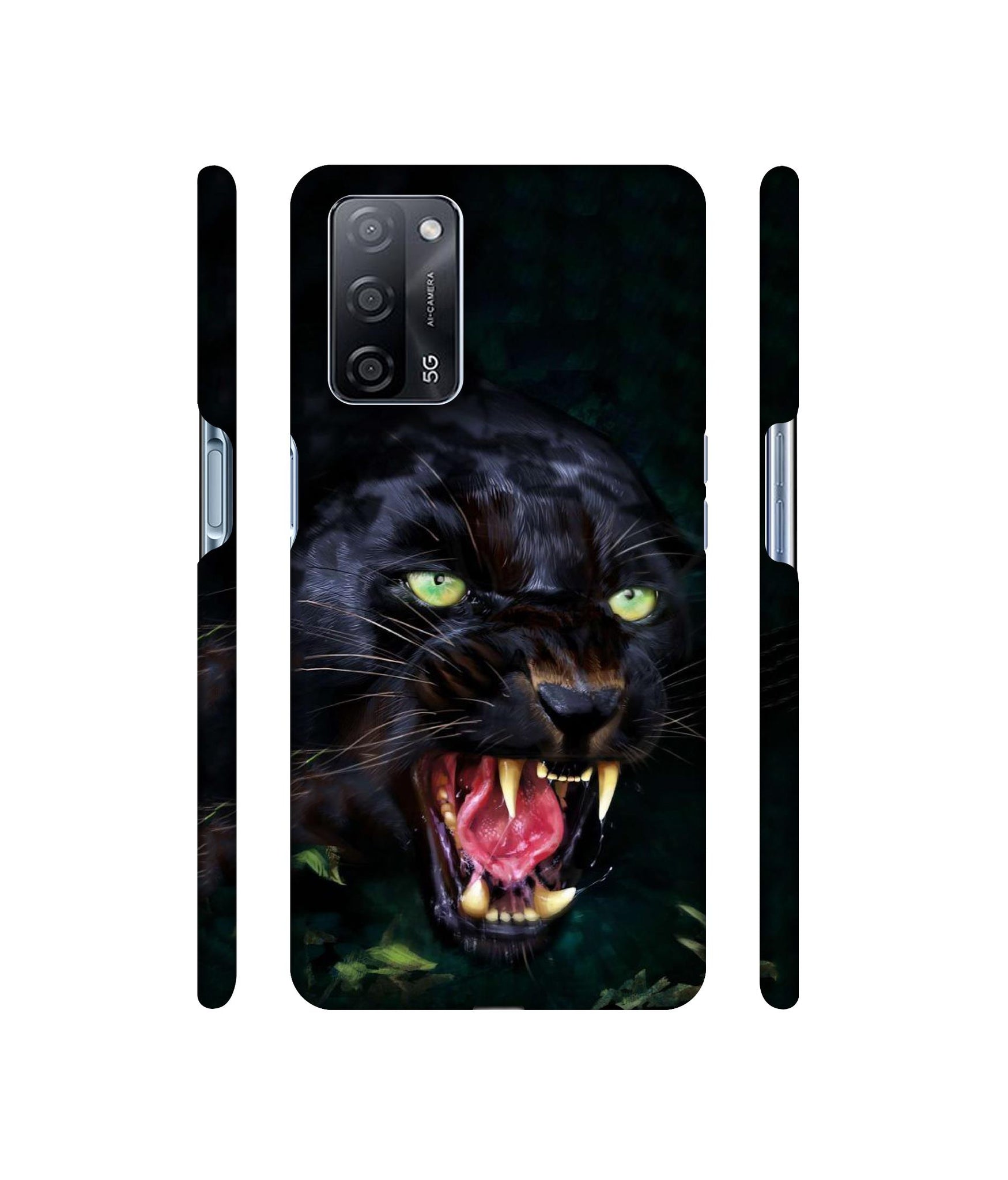 Angry Black Tiger Face Designer Hard Back Cover for Oppo A53s 5G