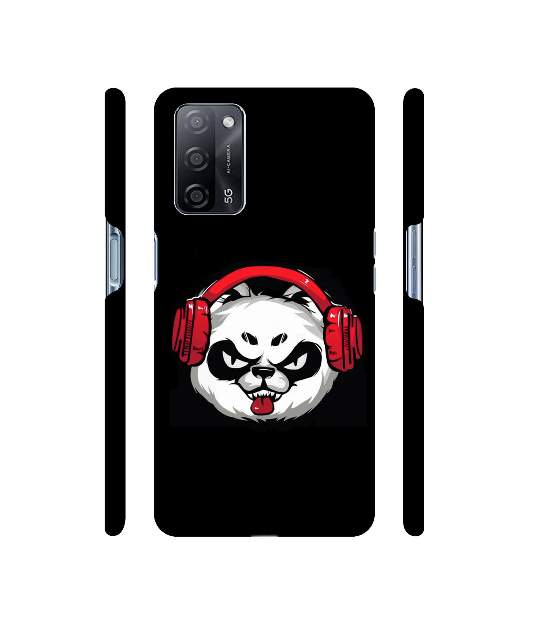 Panda With Headphone Designer Hard Back Cover for Oppo A53s 5G