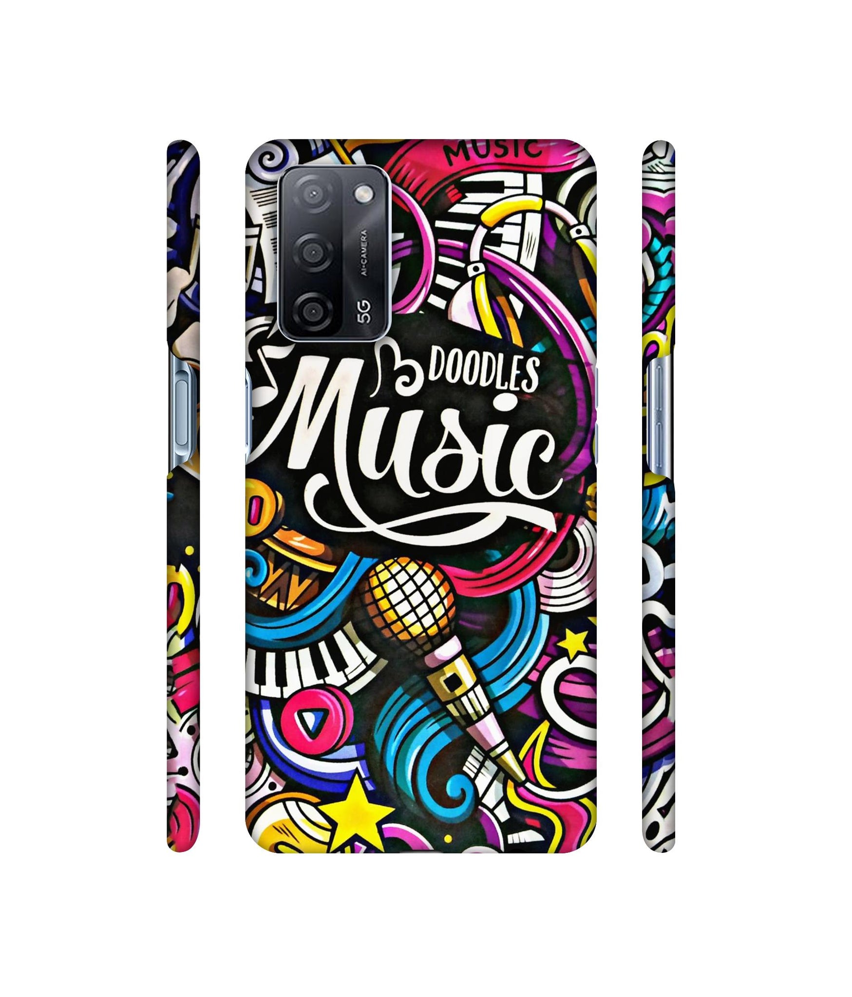Doodles Music Designer Hard Back Cover for Oppo A53s 5G