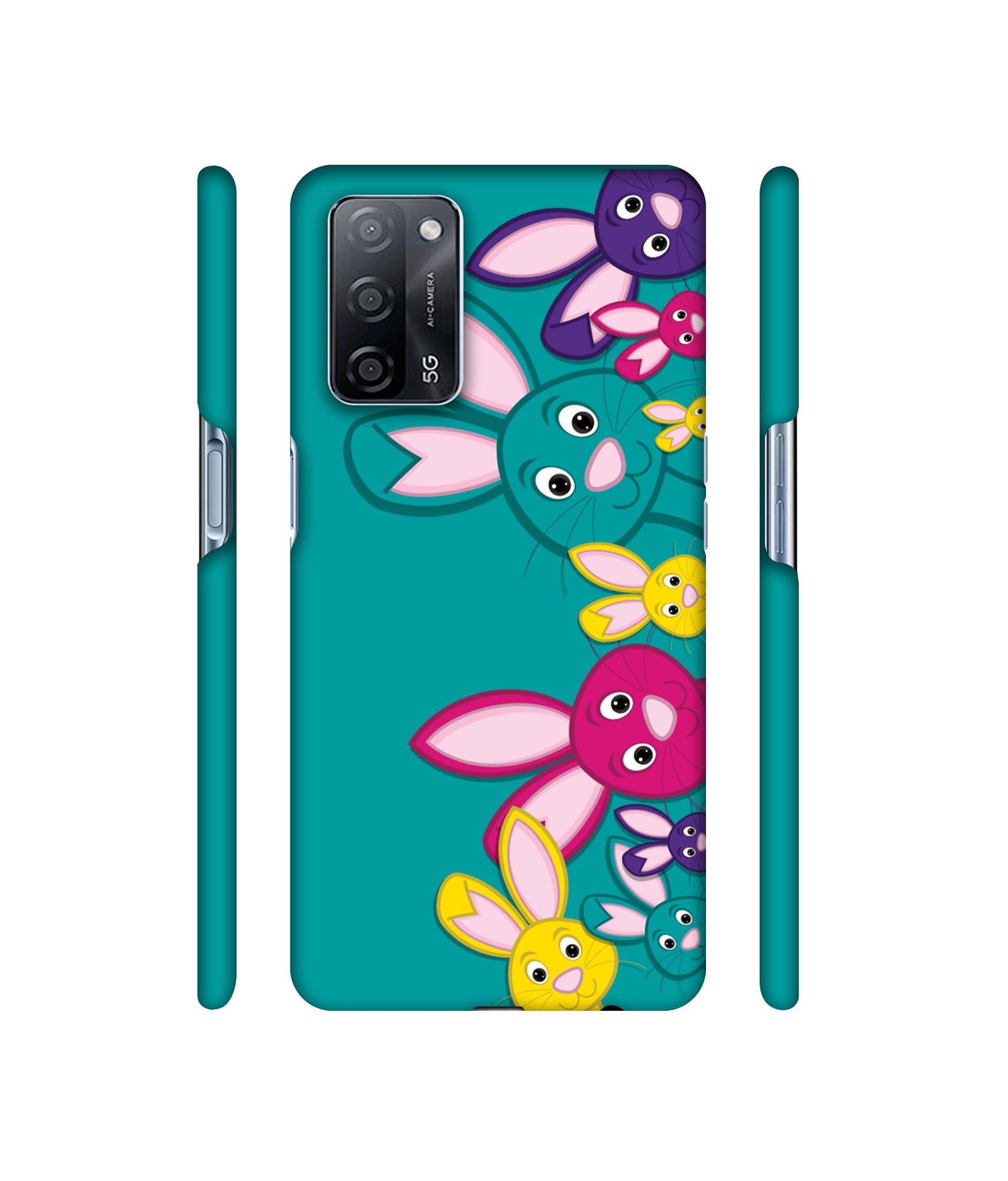 Rabbit Family Designer Hard Back Cover for Oppo A53s 5G