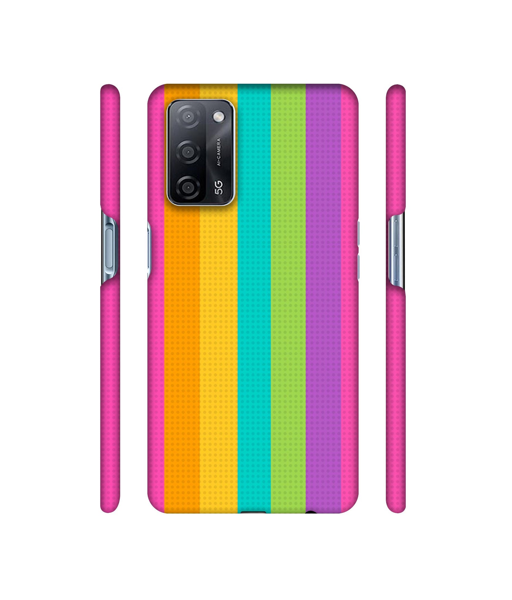Random Colour Line Designer Hard Back Cover for Oppo A53s 5G